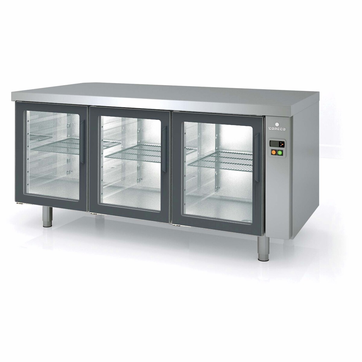 Meuble 800 positif sans groupe 3 portes vitrées CORECO-MRPPV-170