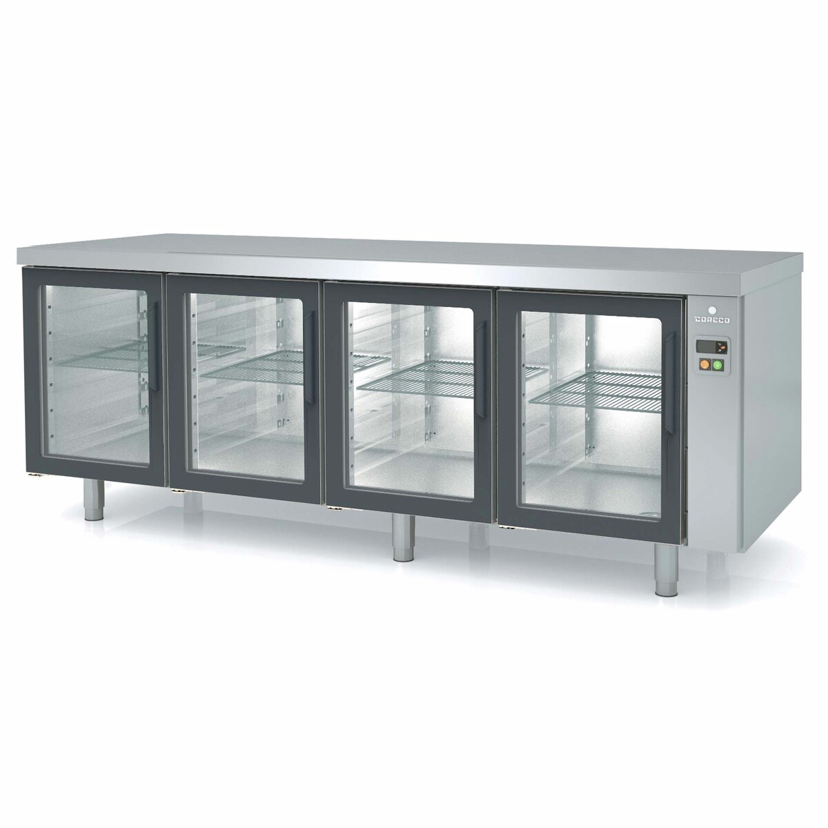 Meuble 800 positif sans groupe 4 portes vitrées CORECO-MRPPV-220
