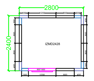CHAMBRE FROIDE DIM 240x280x220 cm MODULAIRE NÉGATIVE AVEC SOL PIMAK IZMD2428-N