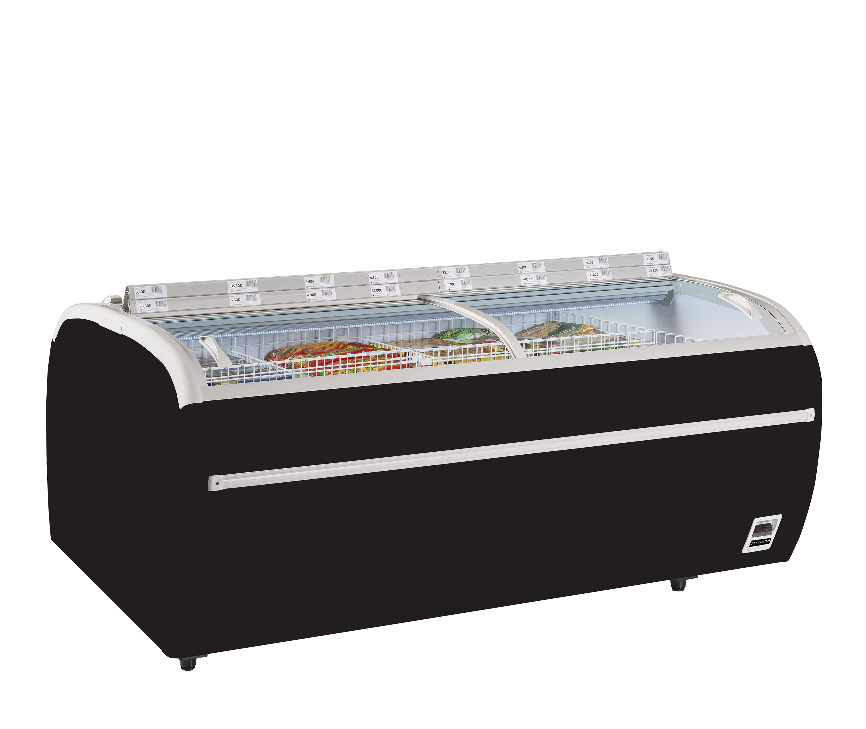 Congélateur de supermarché noir TEFCOLD-TWIN 220B-F