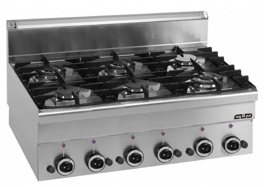 TOP CUISINIERE A GAS – 6 FEUX A SOUPAPES MBM MINIMA600-G6S6