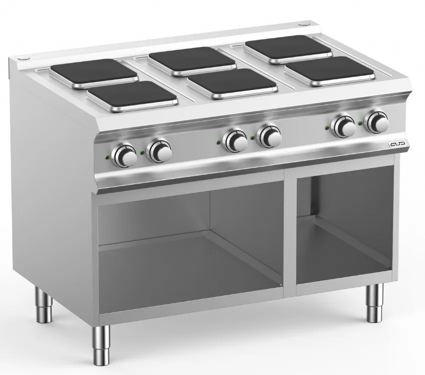 CUISINIERE ELECTRIQUE, 6 PLAQUES CARRÉES SUR BAIE LIBRE  MBM PQ711A DOMINA PRO 700