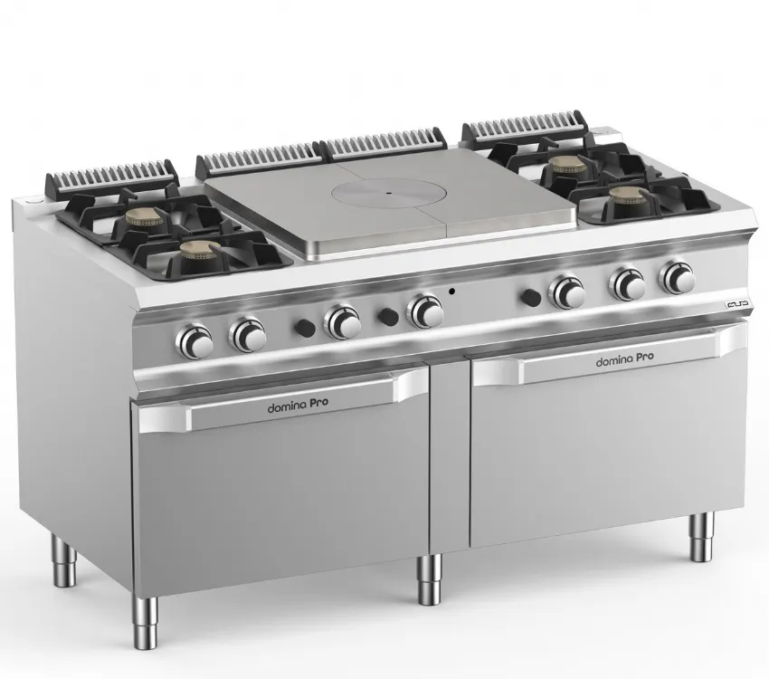 4 feu vifs, plaque cup de feu 9 kW, 2 fours gas, 1 porte MBM TPG7152FG4XL DOMINA PRO 700