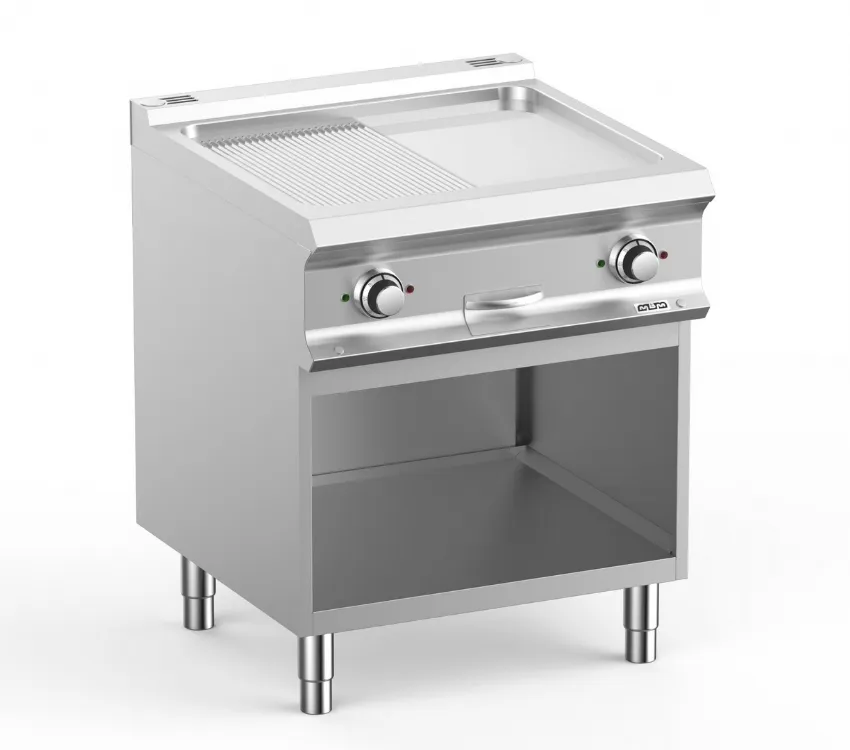 FRY-TOP ELECTRIQUE SUR ARMOIRE, 1/2 PLAQUE LISSE ½ PLAQUE RAYEE CHROMEE MBM FTBE77ALRC DOMINA PRO 700
