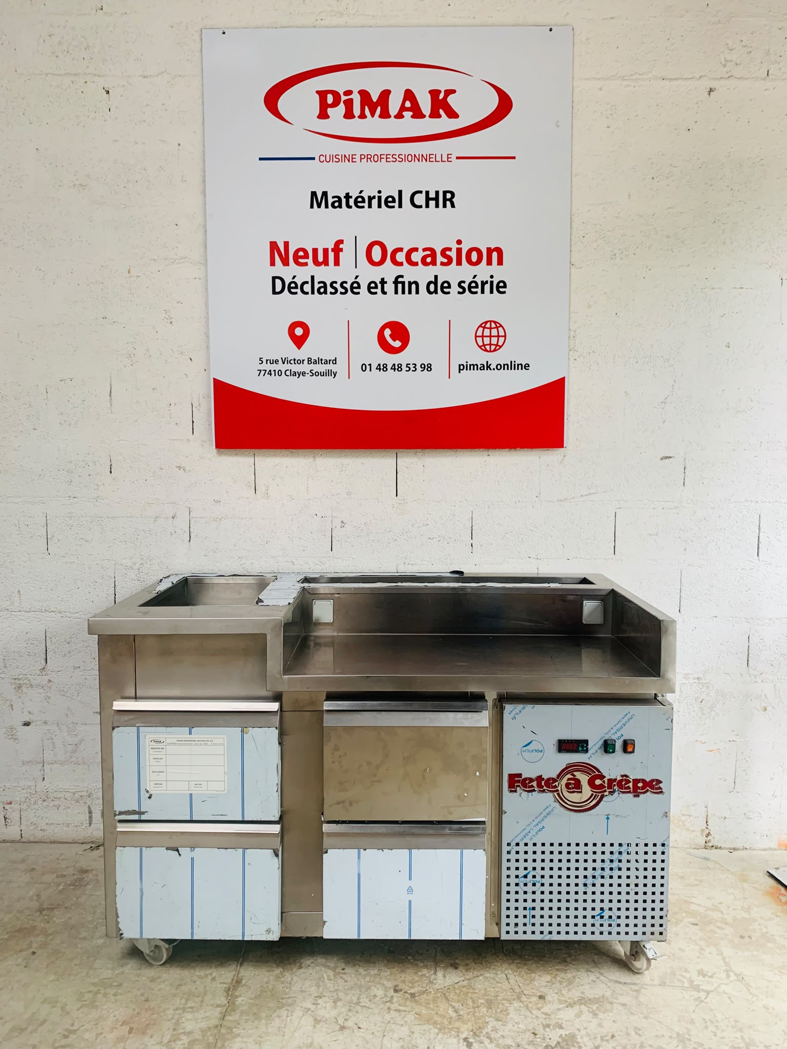 Comptoir réfrigéré de préparation de crêpes sur mesure – Fête à Crêpe FTCSM