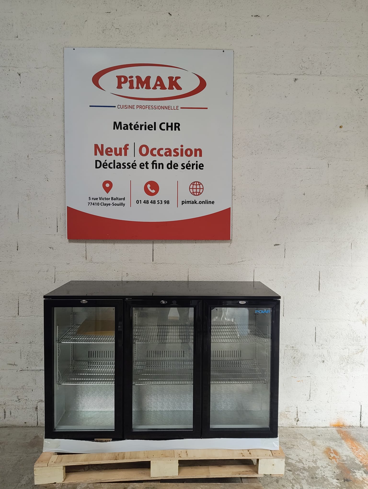 OCCAS13:Arrière-bar trois portes pivotantes Polar Série G noir 330L GL004