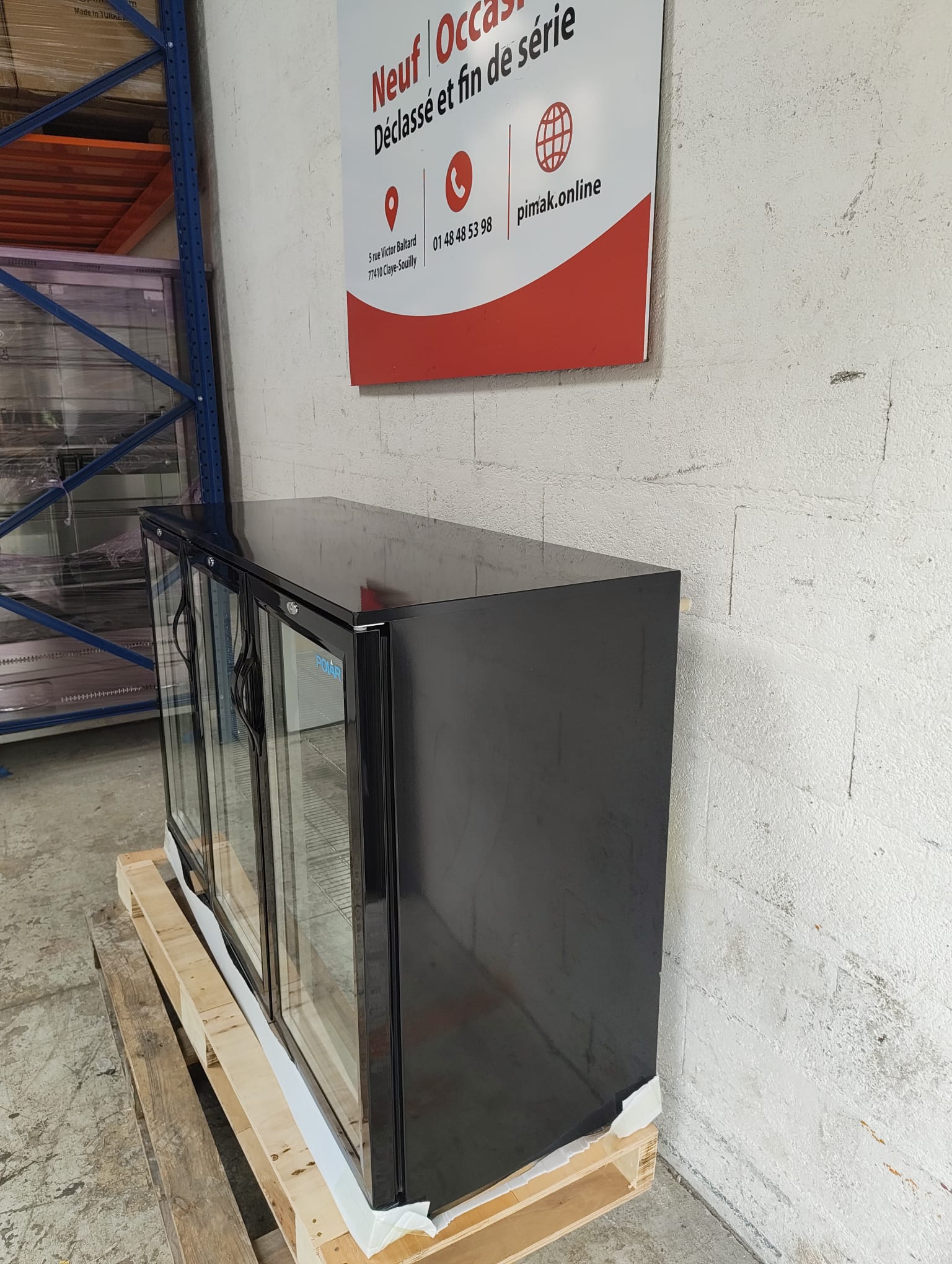 OCCAS13:Arrière-bar trois portes pivotantes Polar Série G noir 330L GL004