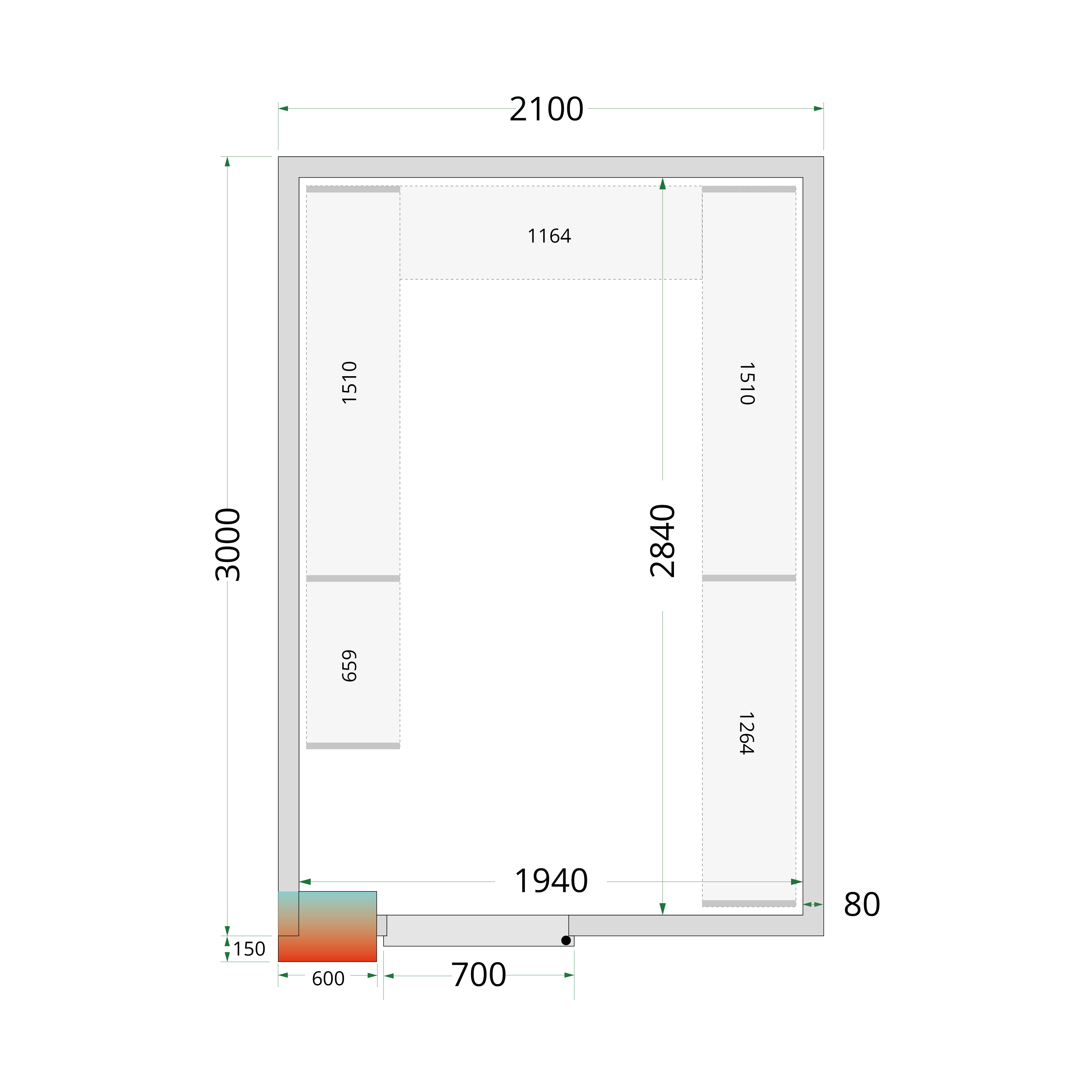 Panneaux de chambre froide 80 mm TEFCOLD-CR 210x300x220