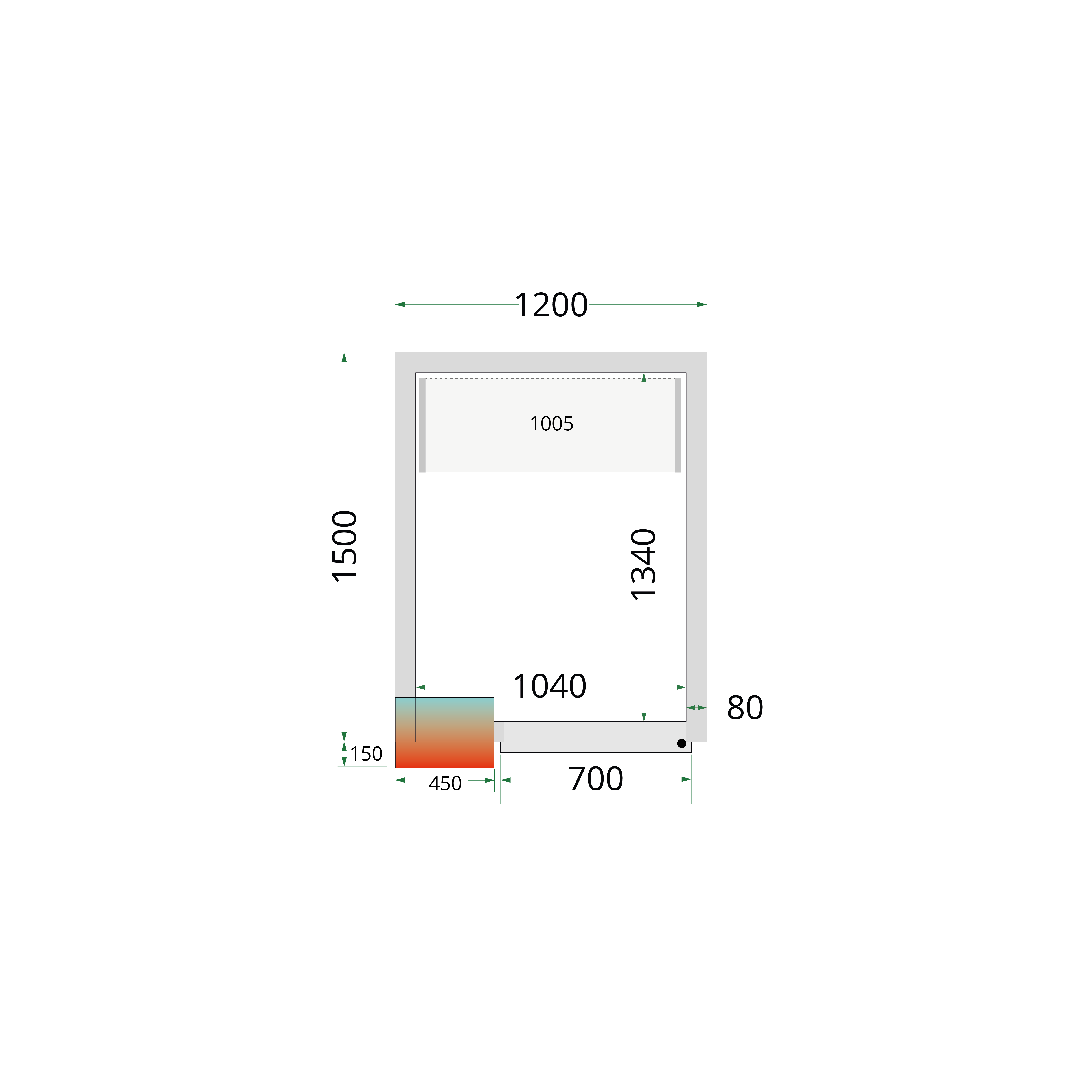 Panneaux de chambre froide 80 mm TEFCOLD-CR 120x150x212 NF