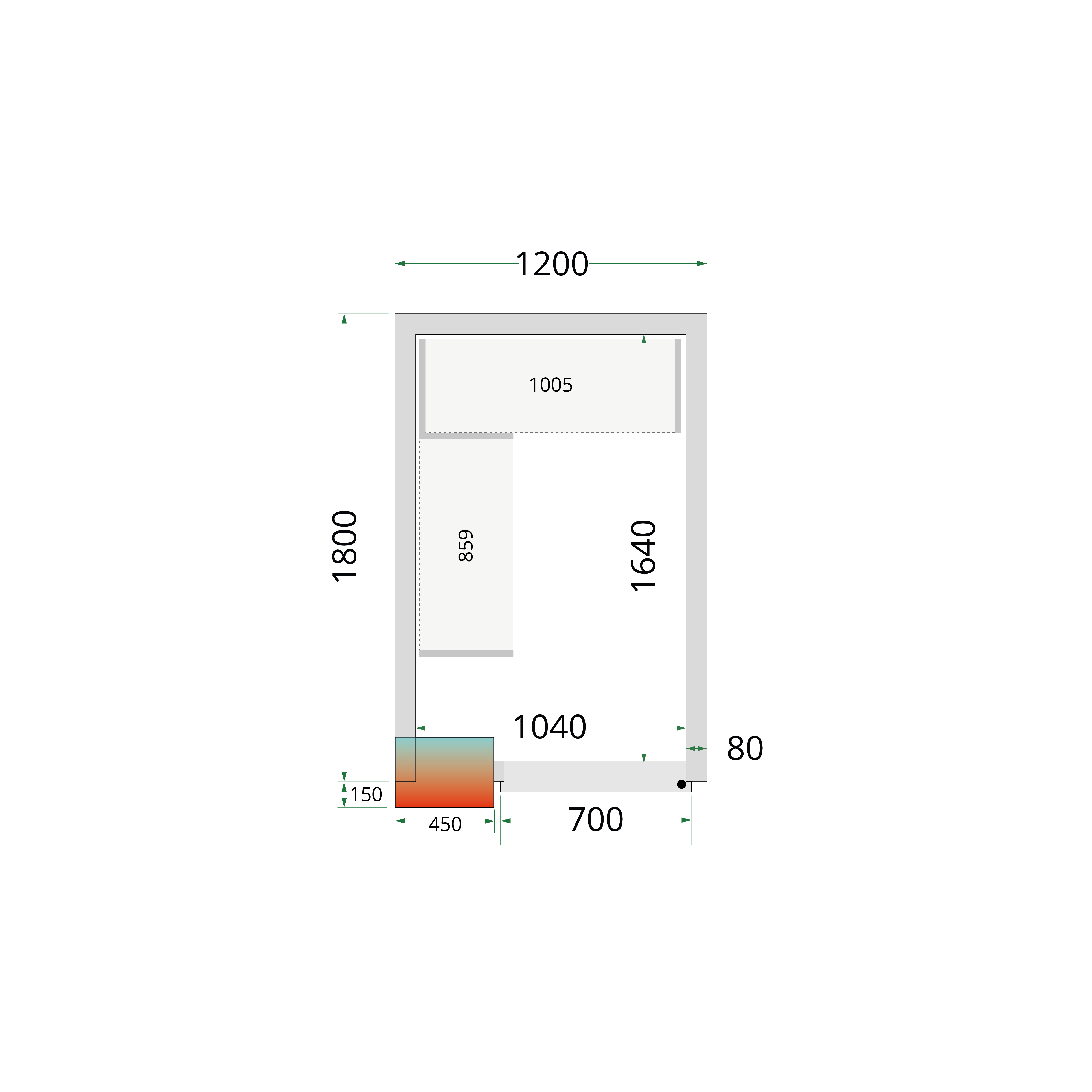 Panneaux de chambre froide 80 mm TEFCOLD-CR 120x180x212 NF