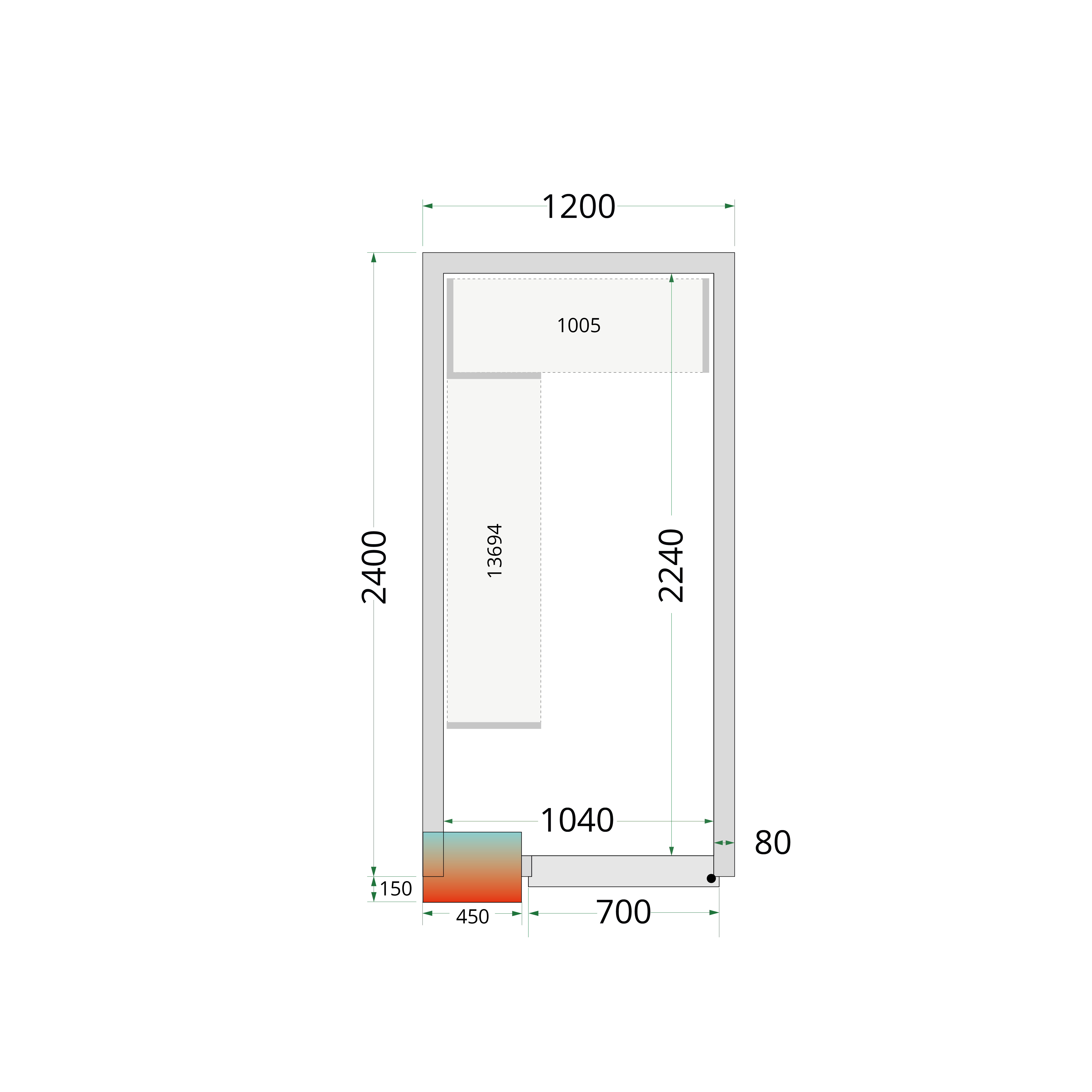 Panneaux de chambre froide 80 mm TEFCOLD-CR 120x240x212 NF