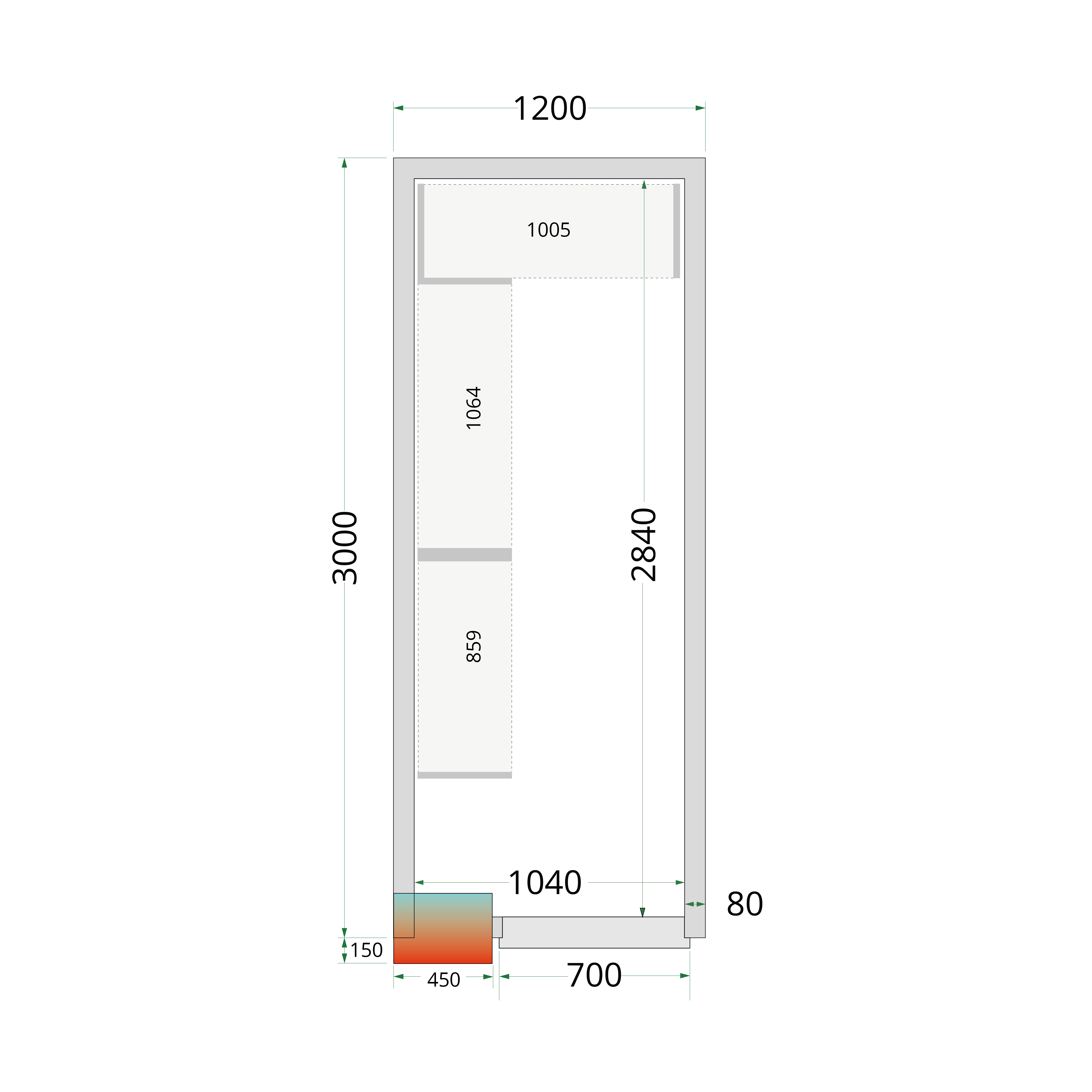Panneaux de chambre froide 80 mm TEFCOLD-CR 120x300x212 NF