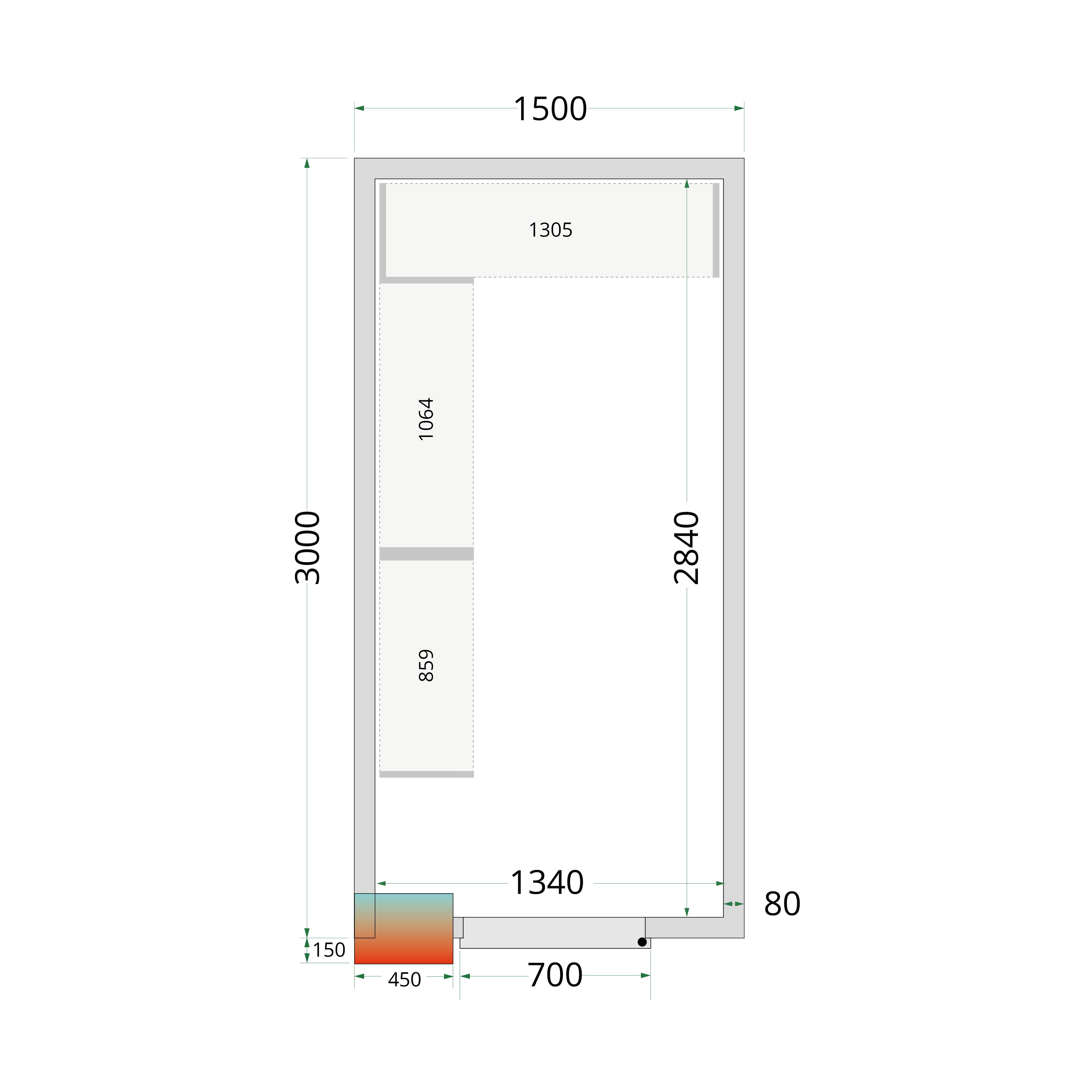 Panneaux de chambre froide 80 mm TEFCOLD-CR 150x300x220