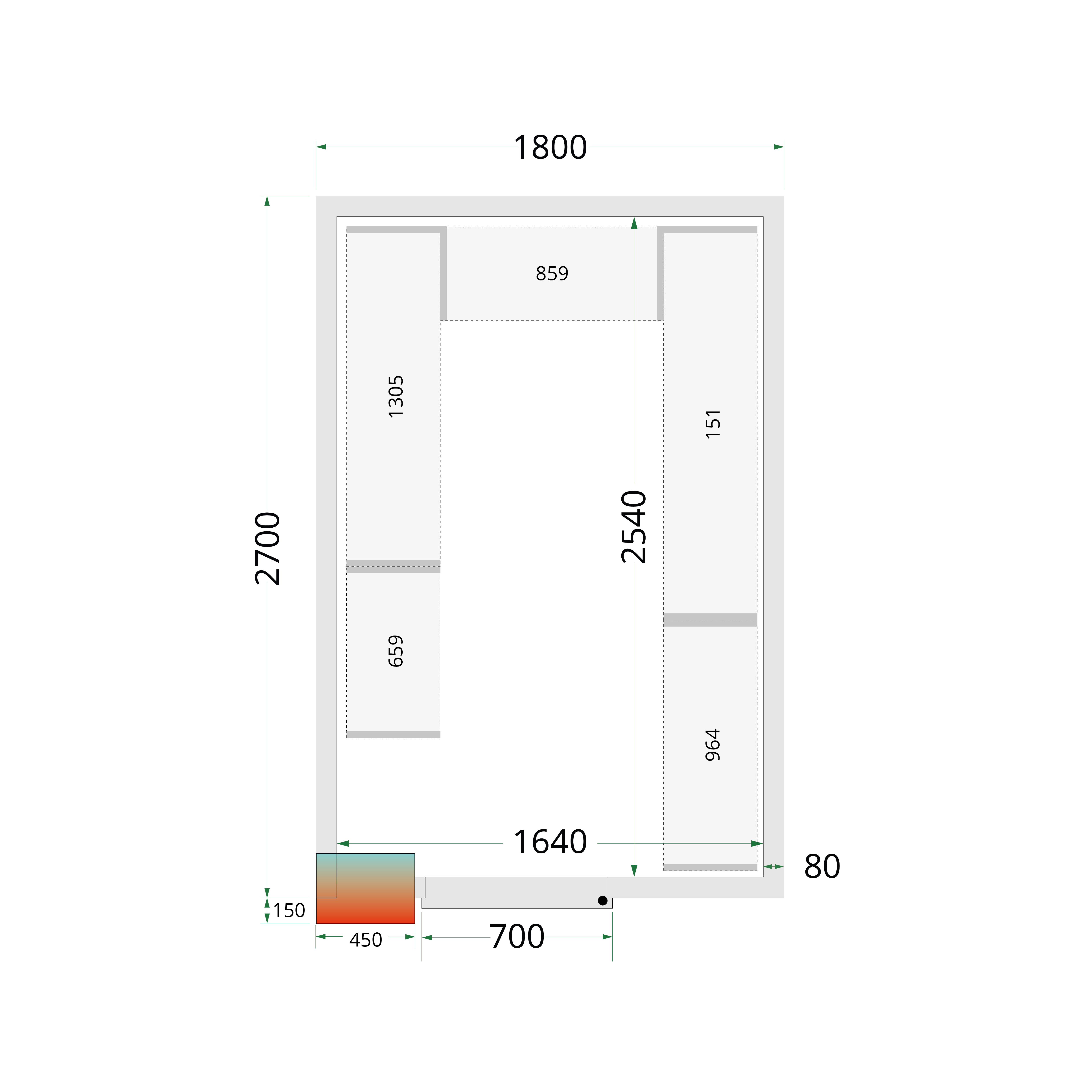 Panneaux de chambre froide 80 mm TEFCOLD-CR 180x270x220