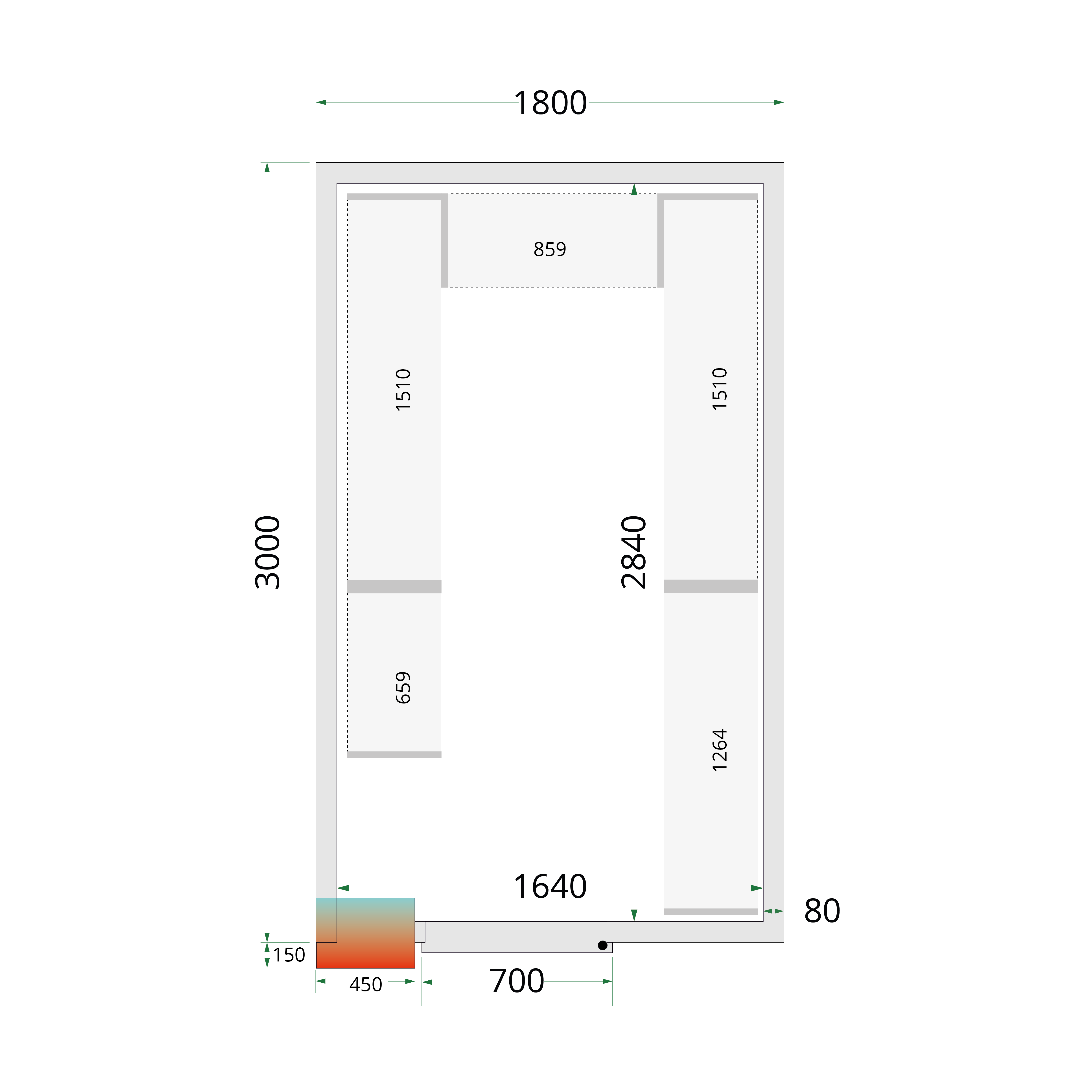 Panneaux de chambre froide 80 mm TEFCOLD-CR 180x300x220