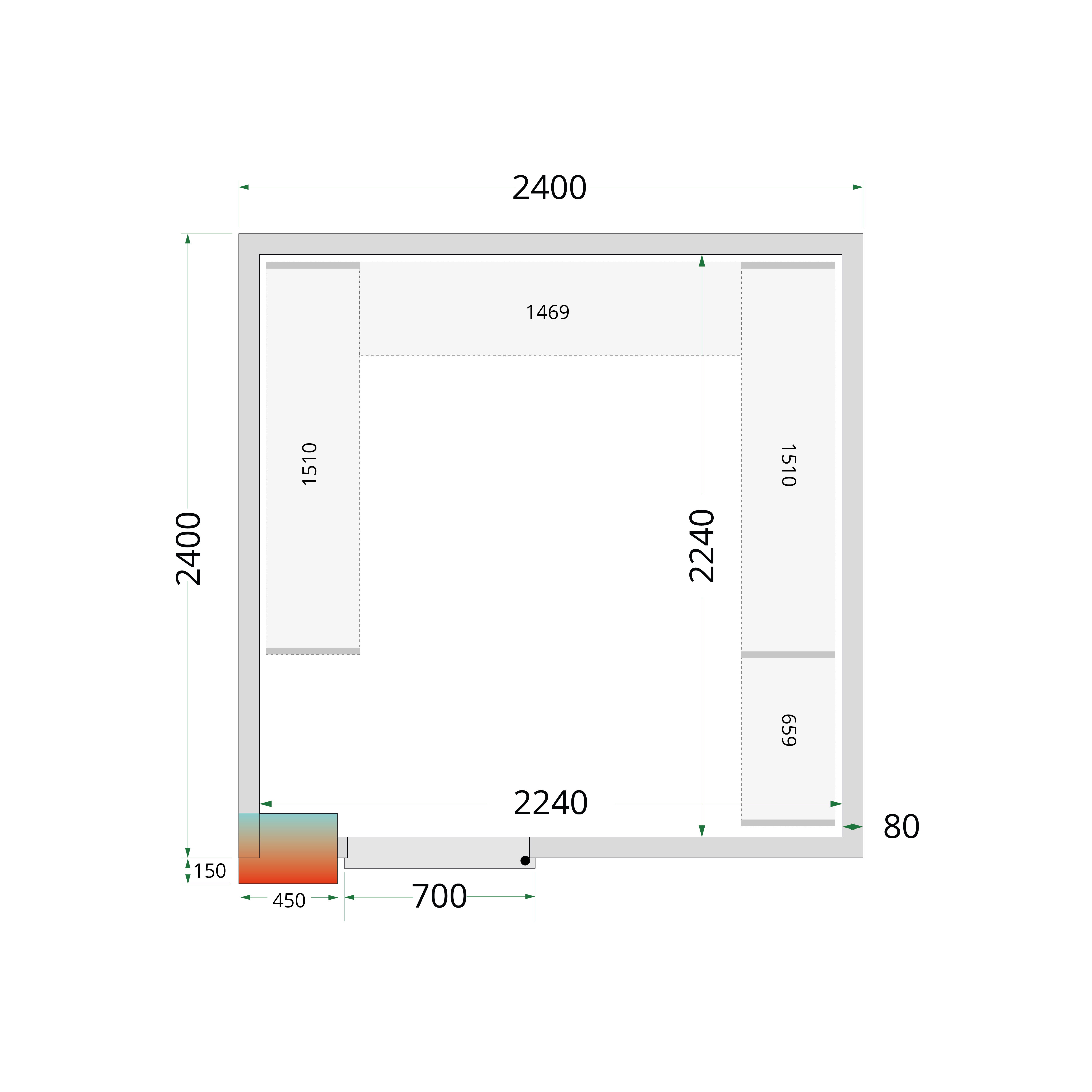 Panneaux de chambre froide 80 mm TEFCOLD-CR 240x240x220