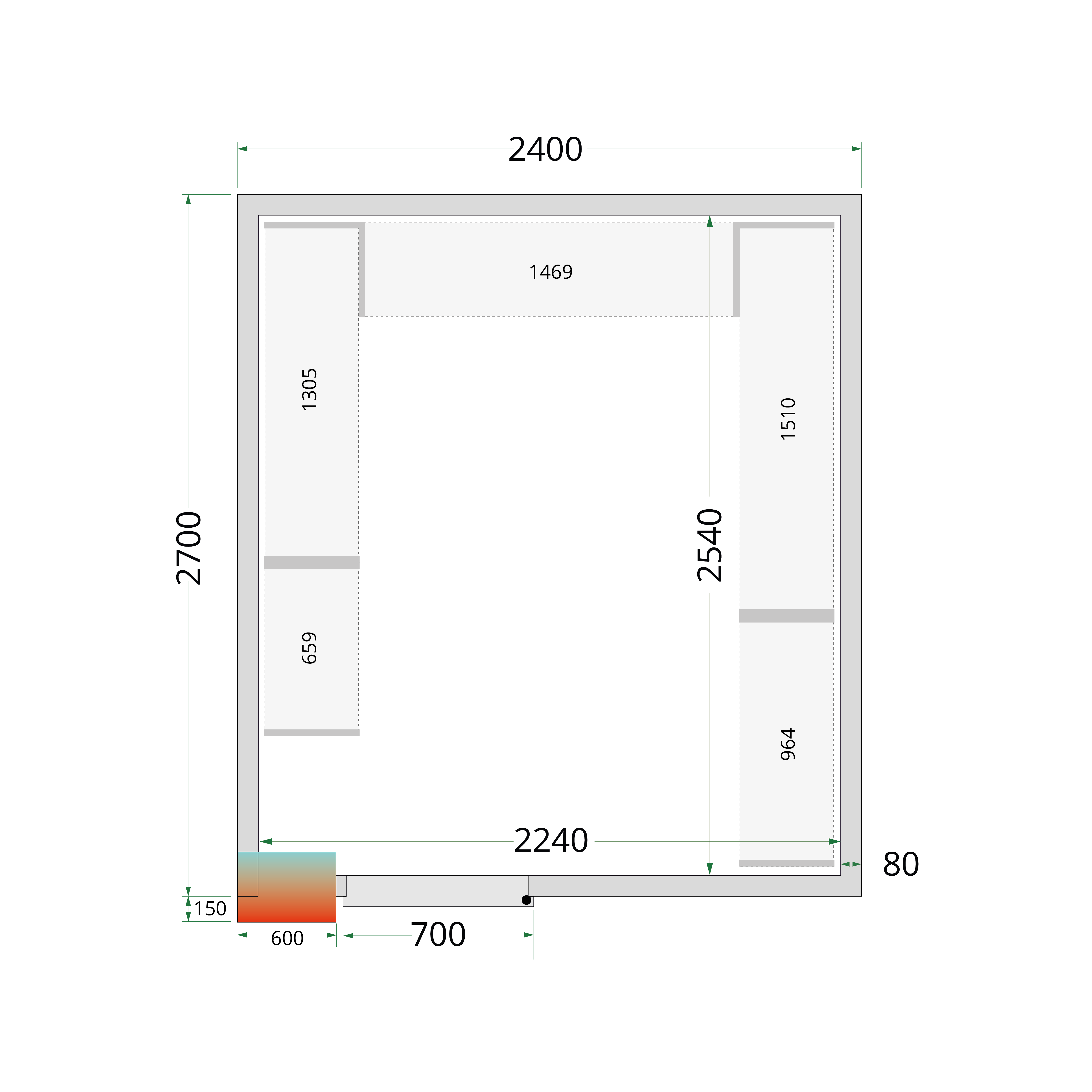 Panneaux de chambre froide 80 mm TEFCOLD-CR 240x270x220