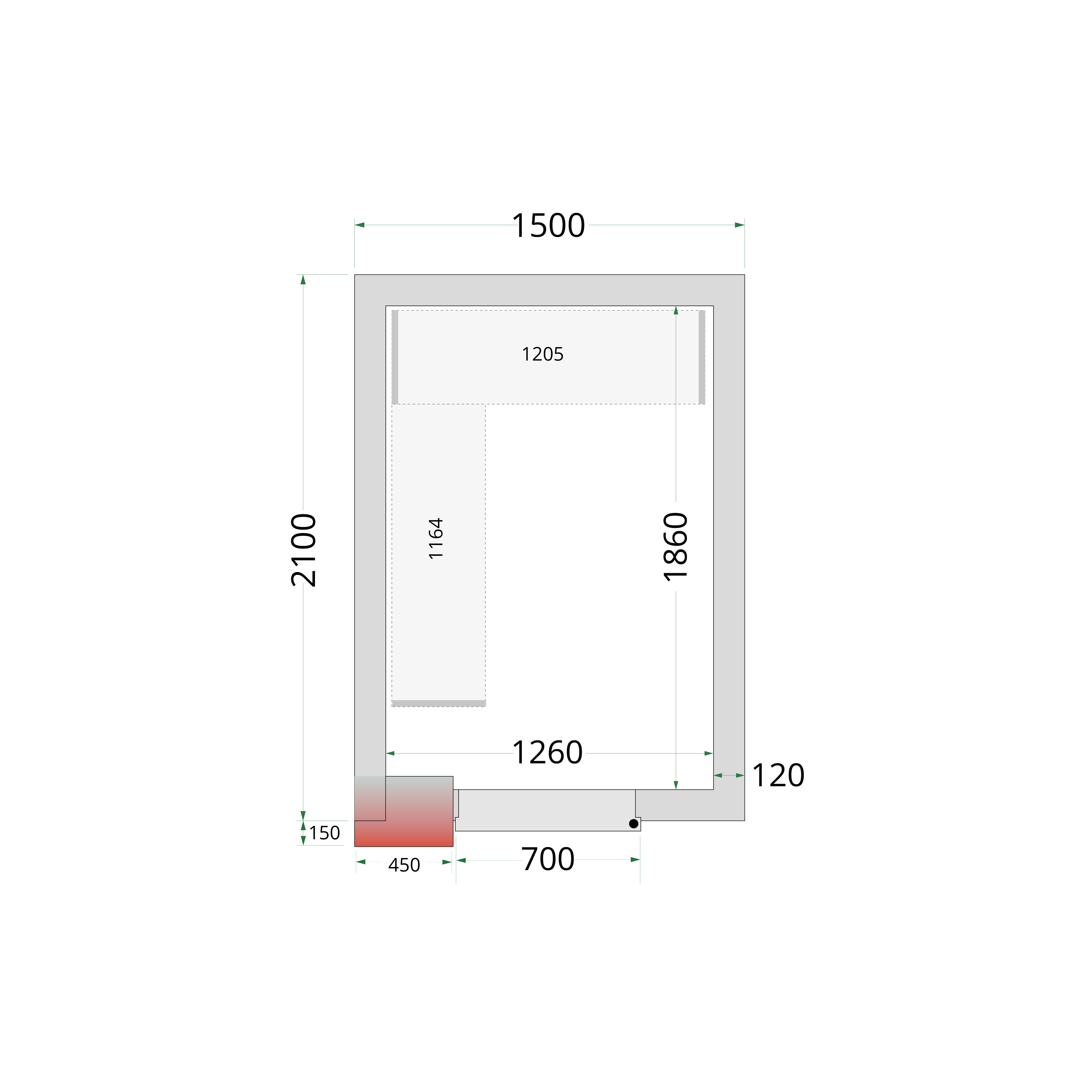 Panneaux de chambre froide 120 mm TEFCOLD-CR 150x210x220