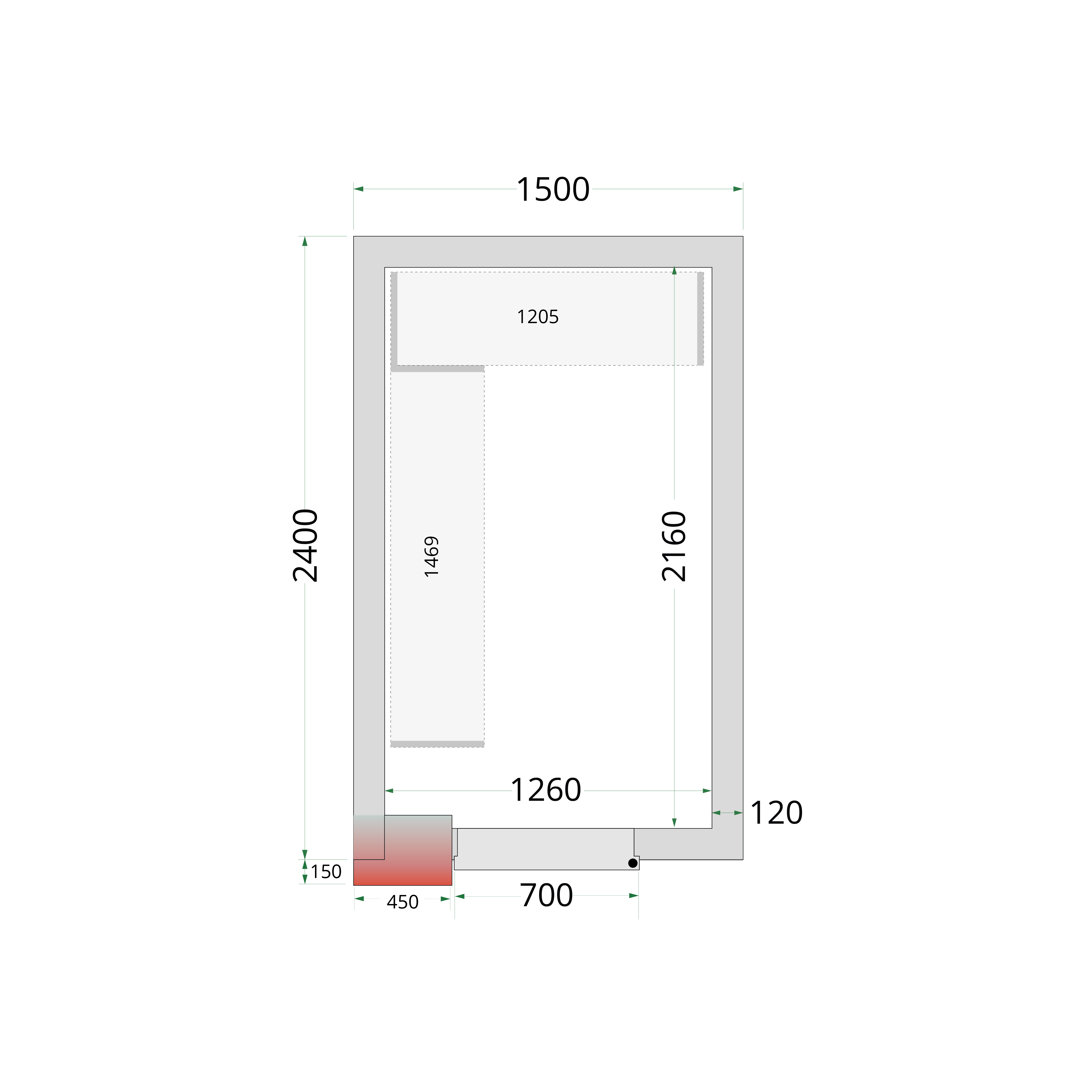 Panneaux de chambre froide 120 mm TEFCOLD-CR 150x240x220