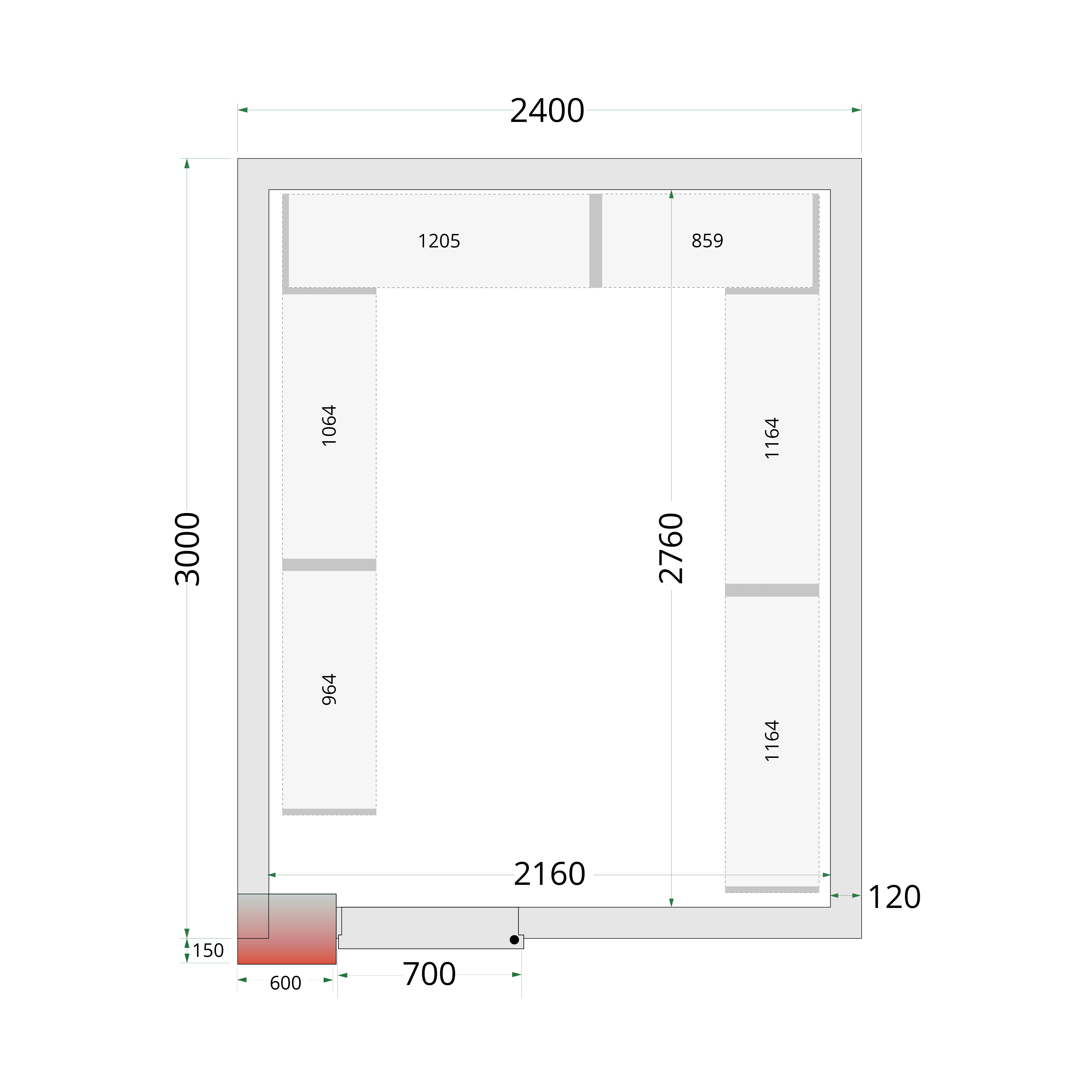 Panneaux de chambre froide 120 mm TEFCOLD-CR 240x300x220