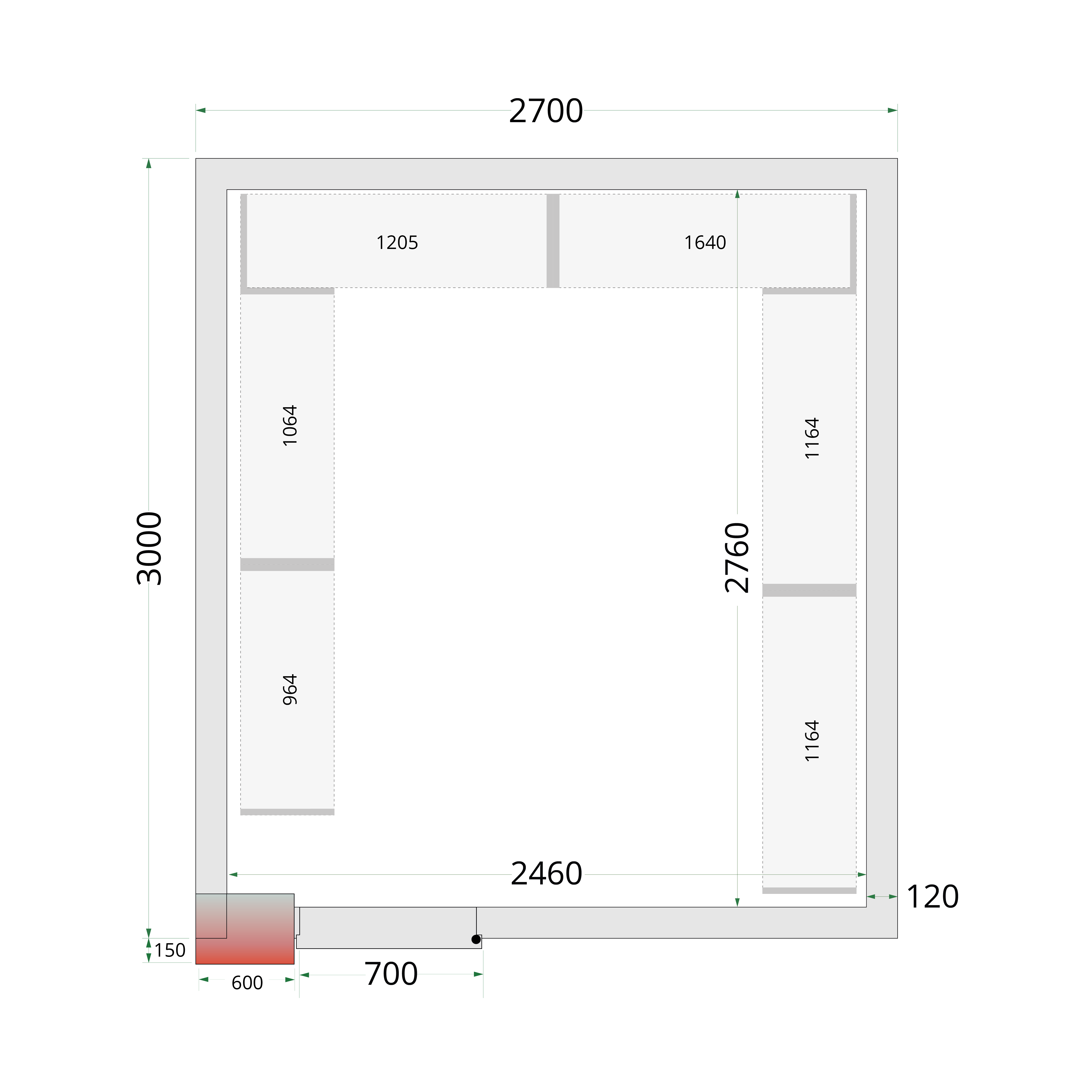 Panneaux de chambre froide 120 mm TEFCOLD-CR 270x300x220