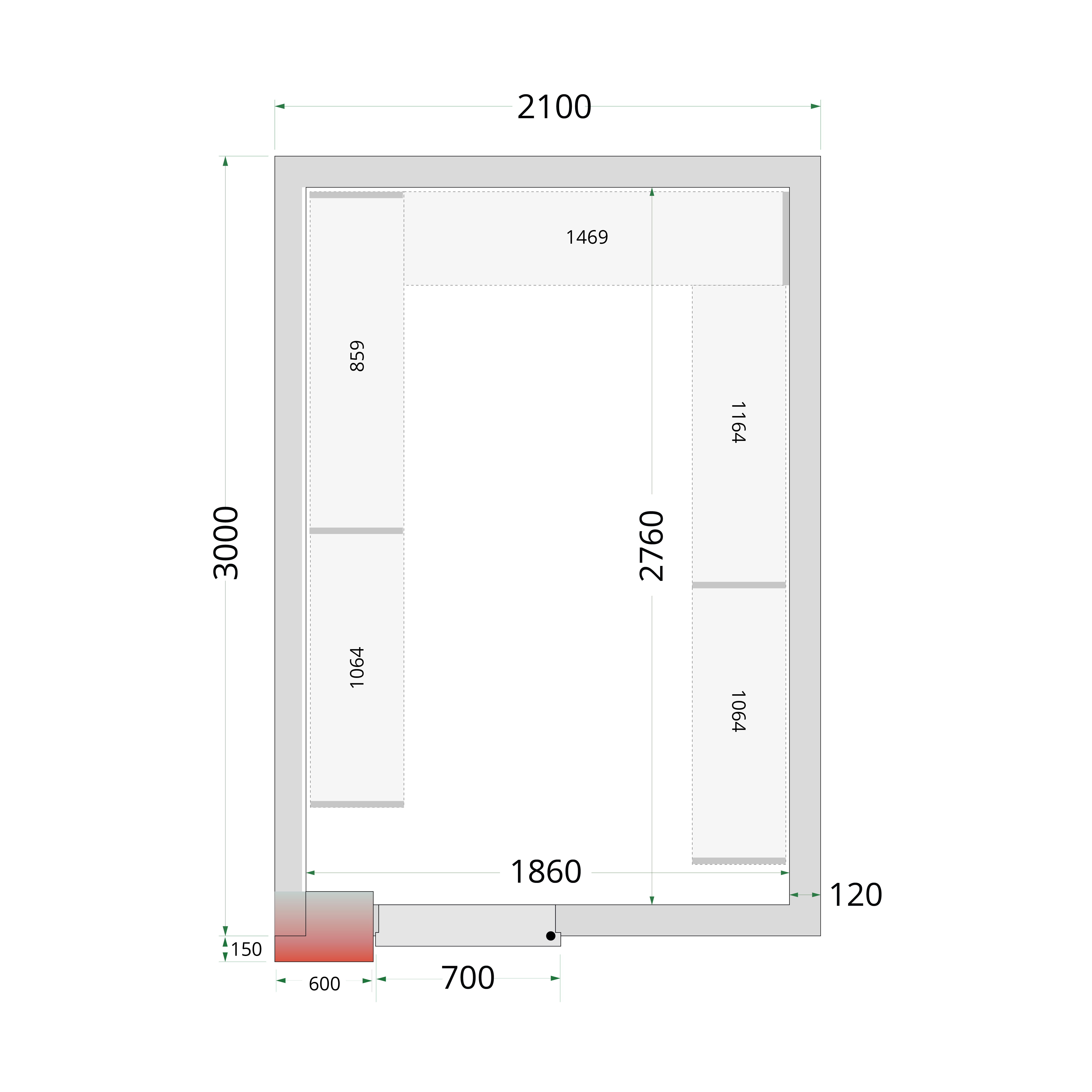 Chambre froide négative TEFCOLD-CRNF2130