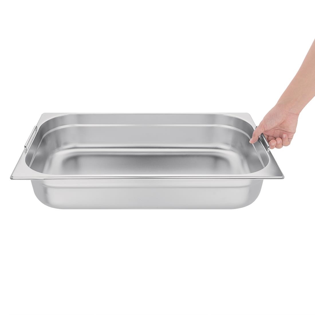 Bac GN 1/1 en inox avec poignées Vogue 100mm CB179