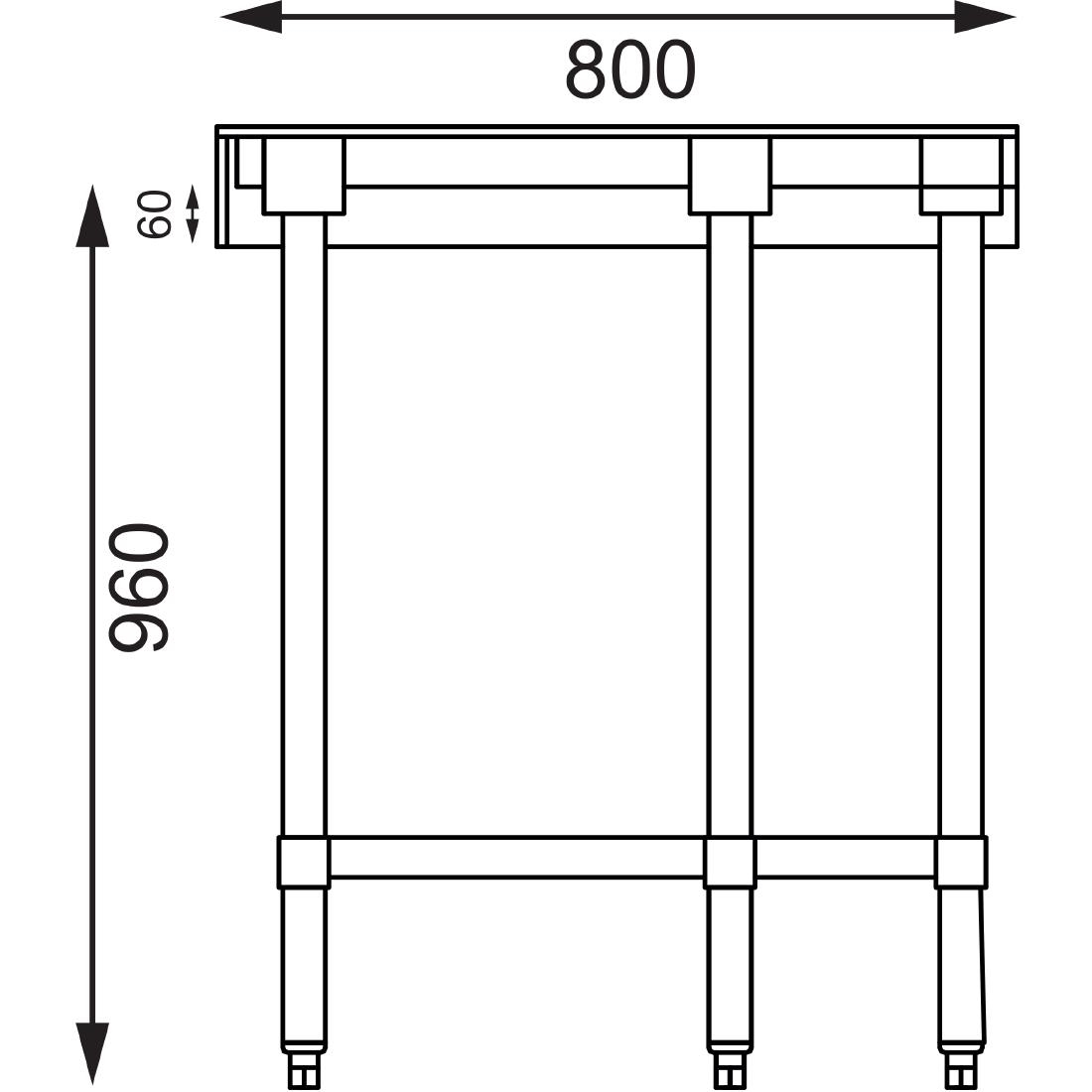 Table d'angle inox Vogue 600mm CB907