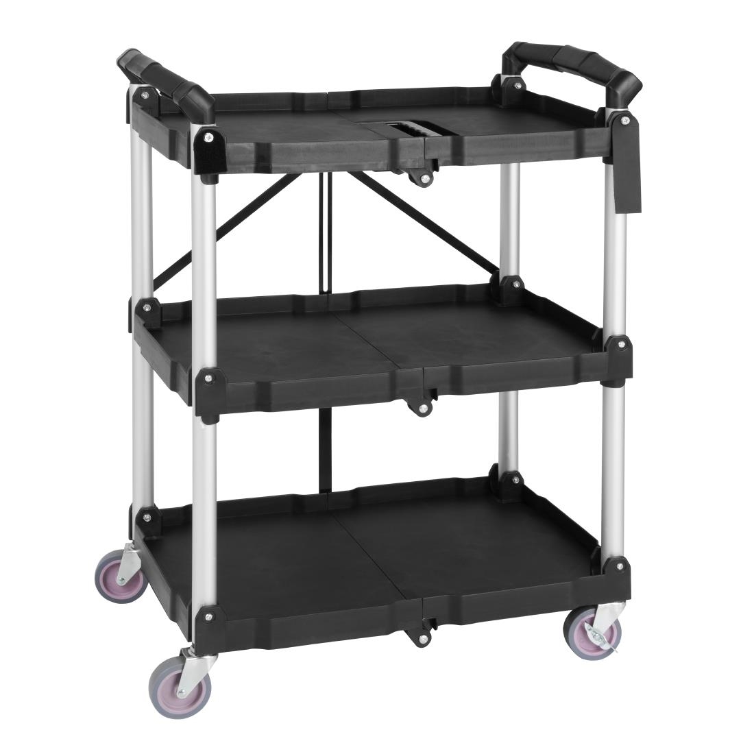 Petit chariot pliant en polypropylène Vogue 3 niveaux noir CK113