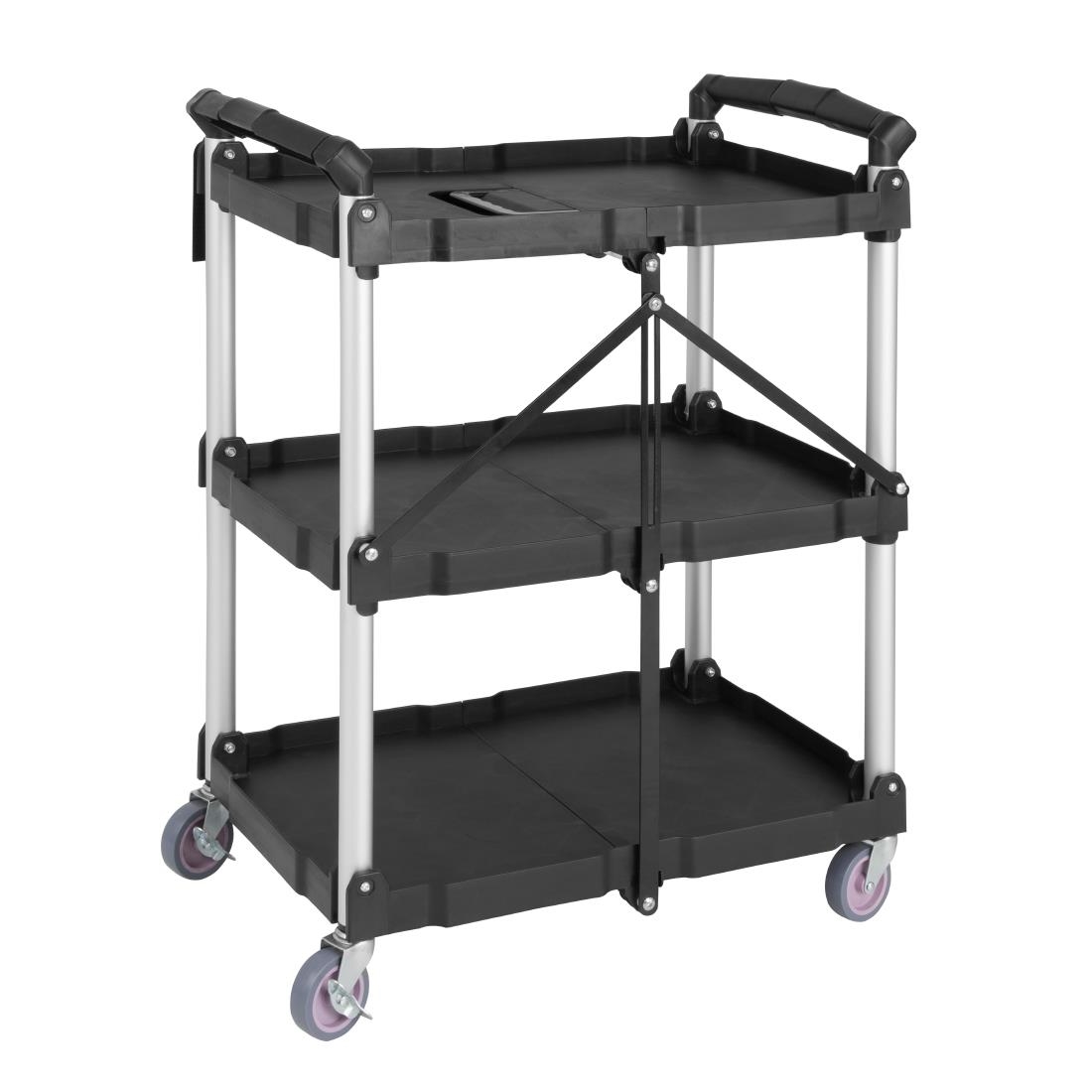 Petit chariot pliant en polypropylène Vogue 3 niveaux noir CK113