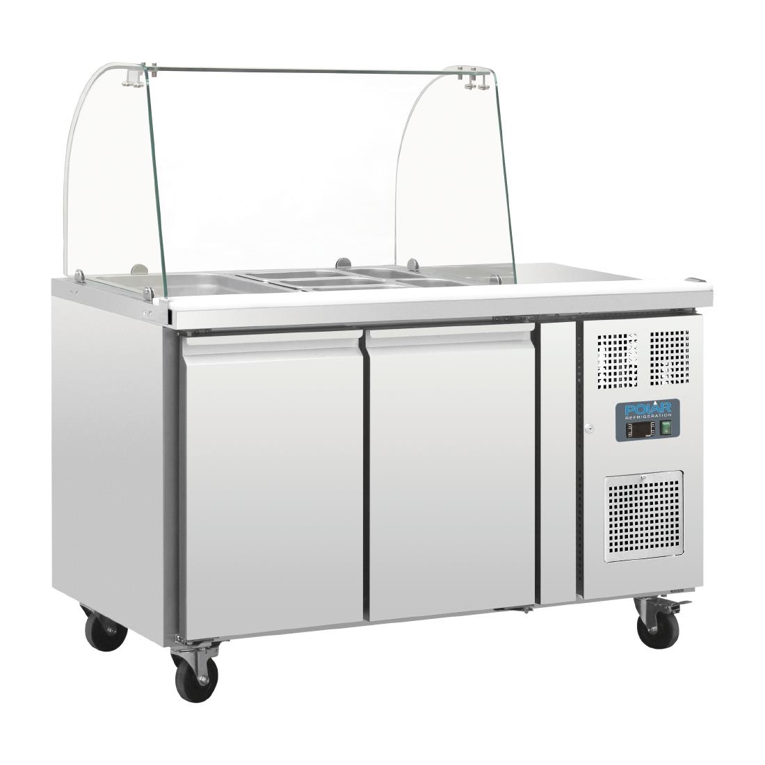 Comptoir de préparation réfrigéré GN avec pare-haleine Polar Série U 2 portes CT393