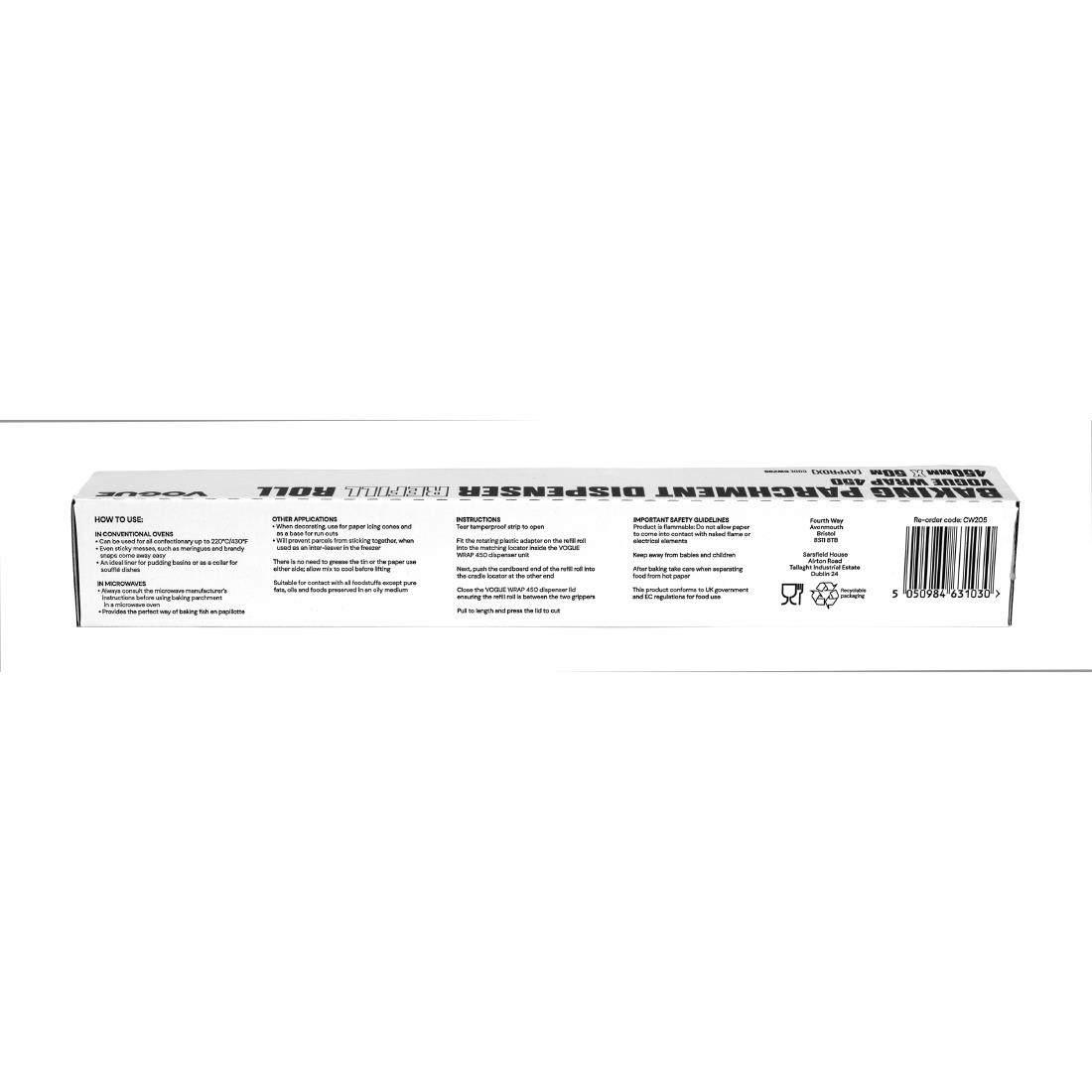Rouleaux de papier cuisson pour distributeur Wrap450 Vogue CW205