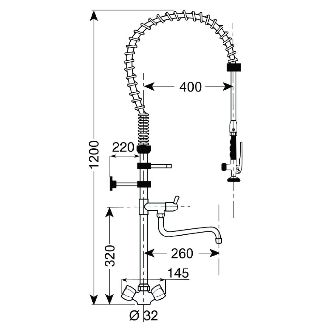 Douchette mélangeur monotrou standard avec col de cygne Gastro M CW362