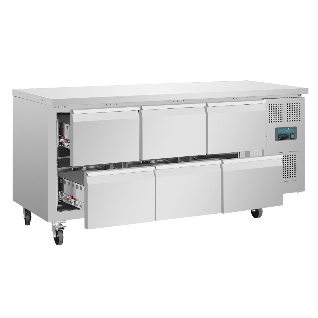 Table réfrigérée GN 1/1 ventilée 6 tiroirs Polar Série U DA548