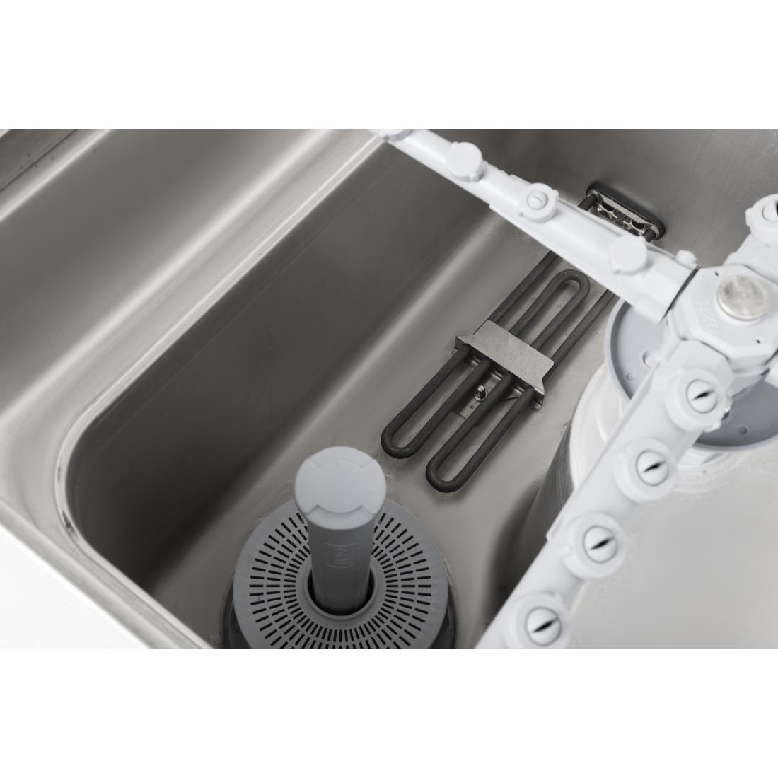 Lave-vaisselle numérique à capot Buffalo avec pompe de vidange 9,7 kW triphasé DN975