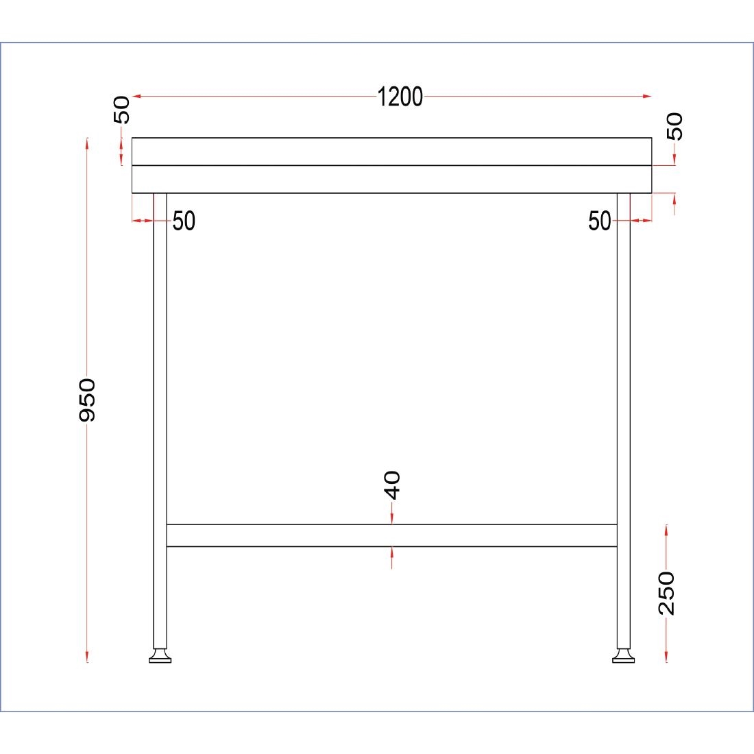 Table murale en acier inoxydable Holmes avec dosseret 1200 mm DR022