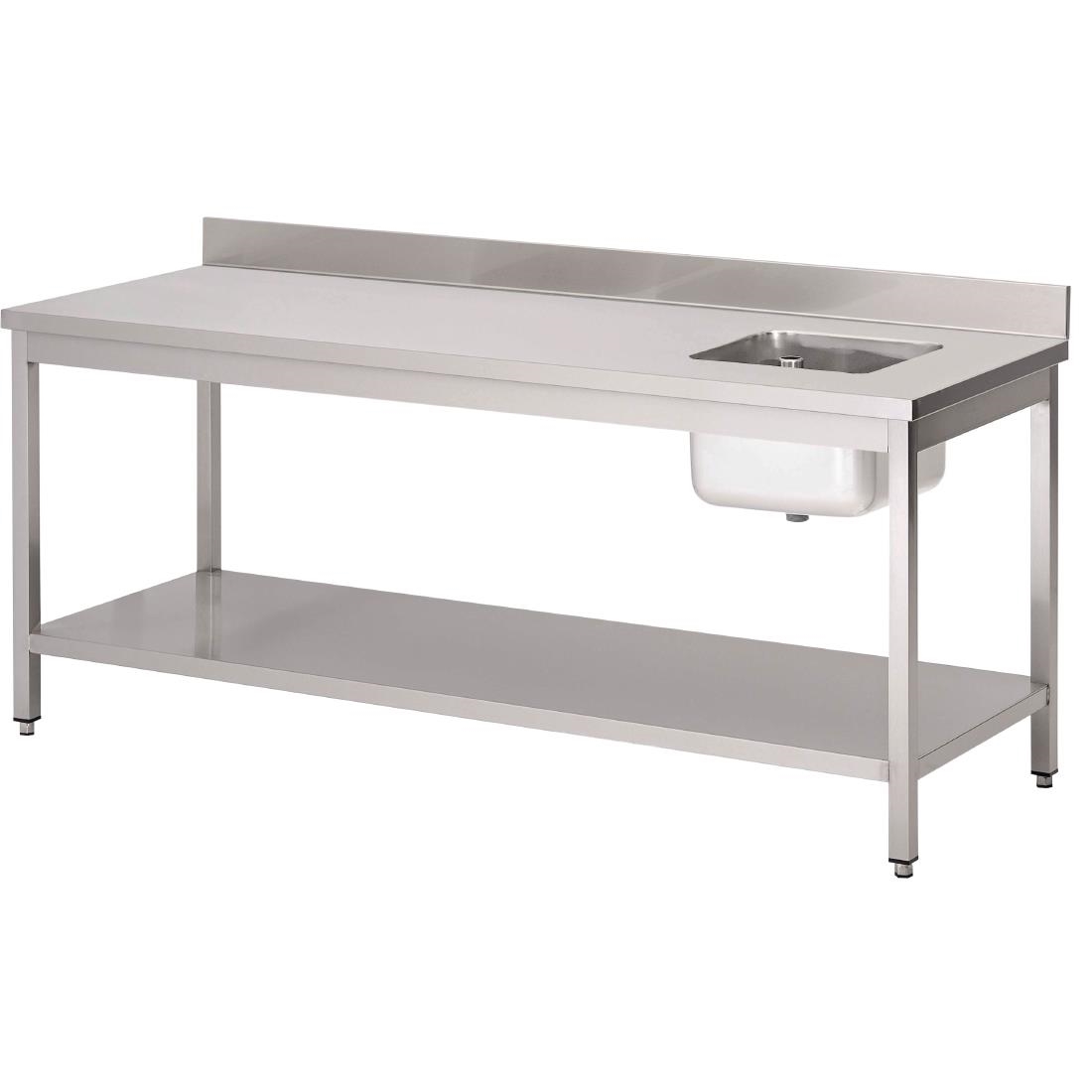 Table du chef avec bac à droite et dosseret Gastro M 850x1200x700mm DS430