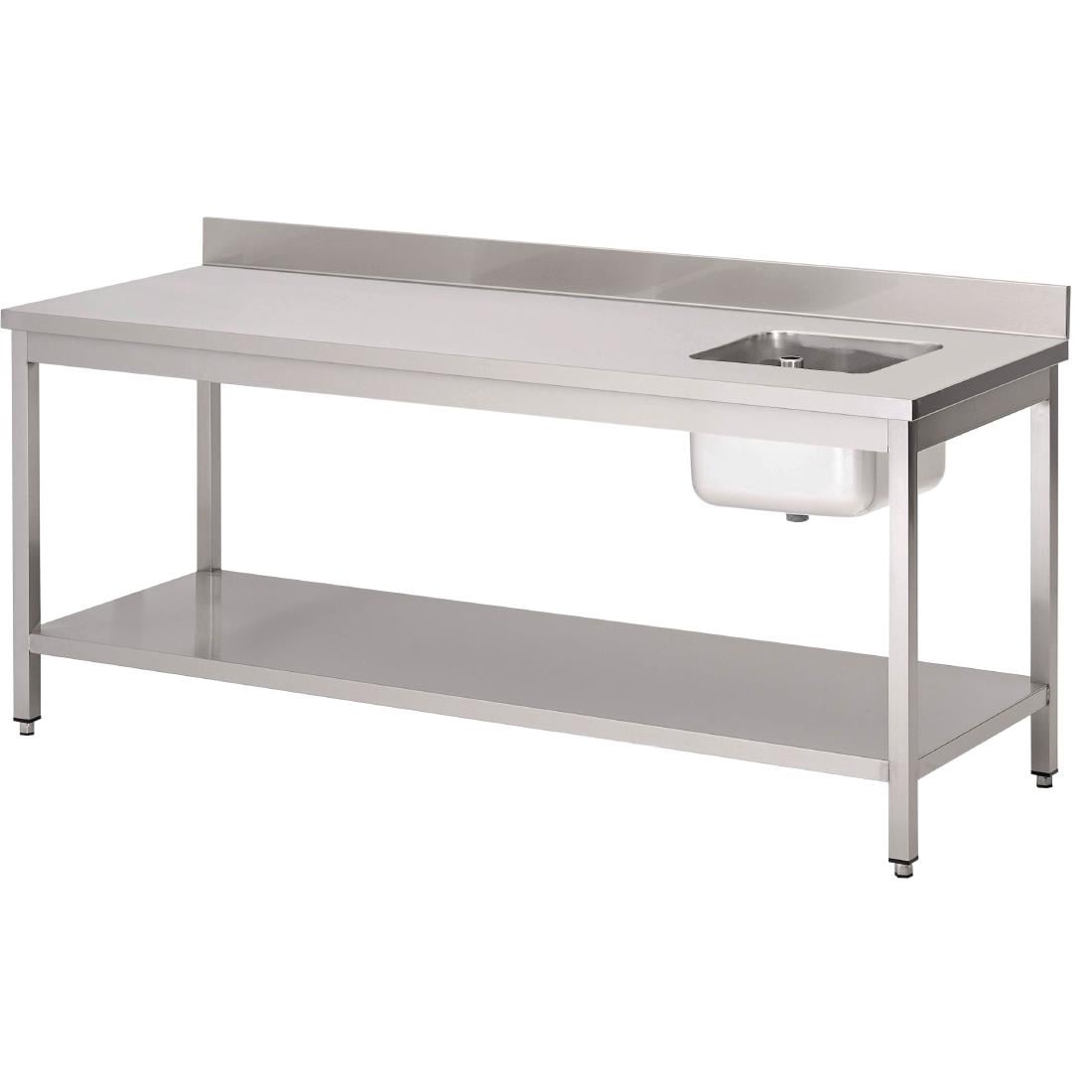 Table du chef avec bac à droite et dosseret Gastro M 850x1400x700mm DS431