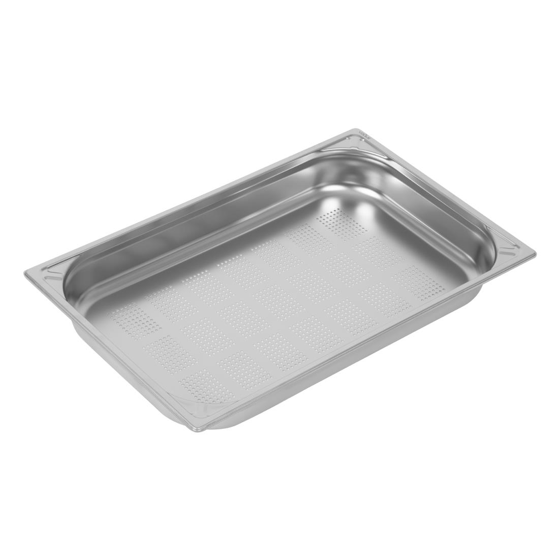 Bac inox 18/10 perforé GN 1/1 professionnel Vogue 65mm DW461