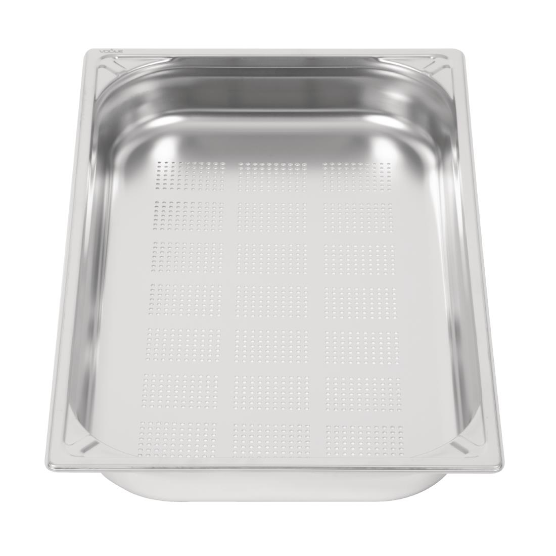 Bac inox 18/10 perforé GN 1/1 professionnel Vogue 65mm DW461