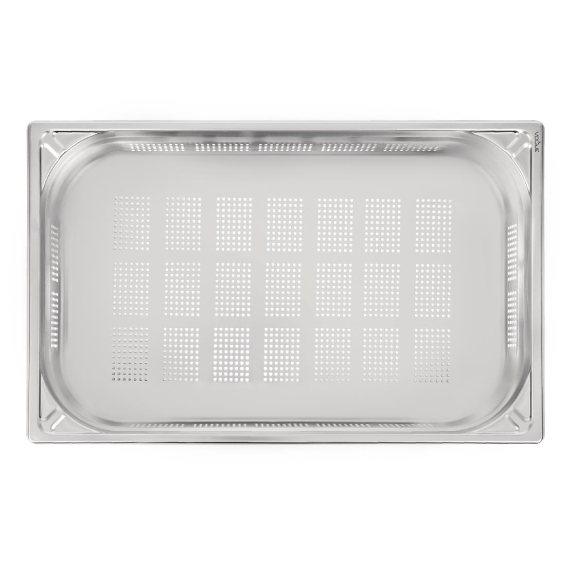 Bac inox 18/10 perforé GN 1/1 professionnel Vogue 100mm DW462