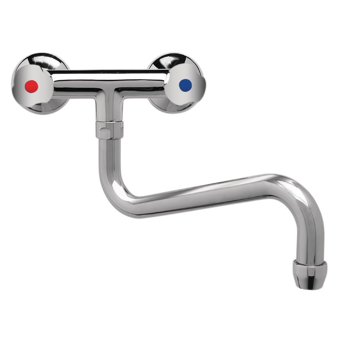 Robinet mélangeur bi-trou modèle lourd 3/4" fixation murale col bas 250 mm Gastro M DY390