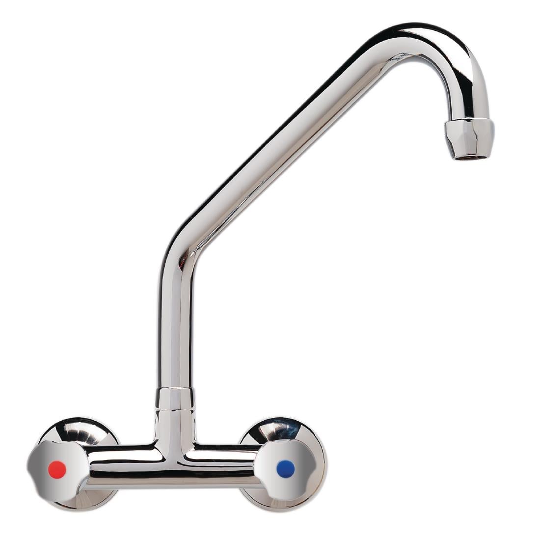 Robinet mélangeur bi-trou modèle lourd 3/4" fixation murale col haut 300 mm Gastro M DY394