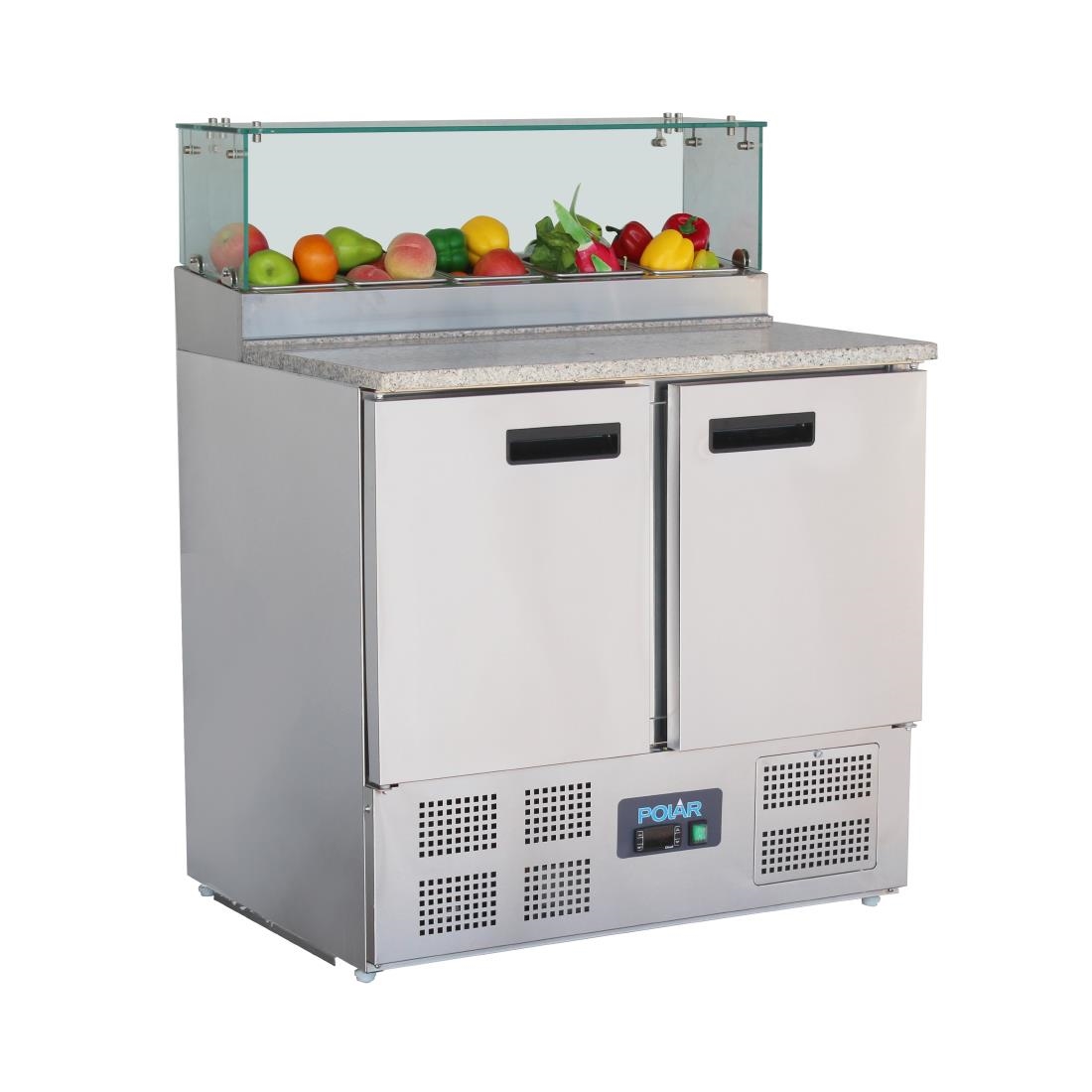 Comptoir à pizza 2 portes avec pare-haleine vitré Polar Série-G 256L GH266