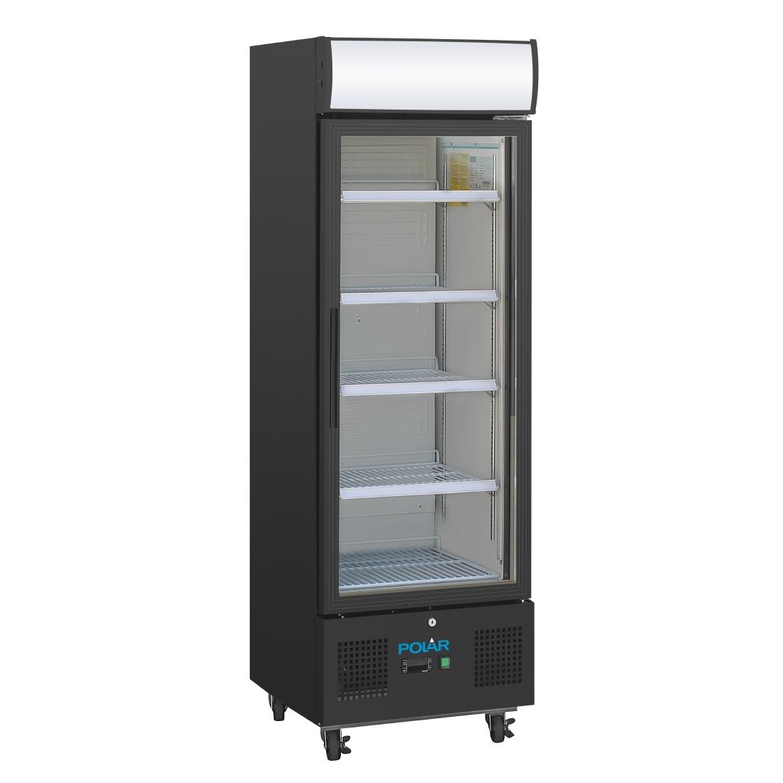 Vitrine réfrigérée positive avec caisson lumineux Polar Série G 218L noire GH426