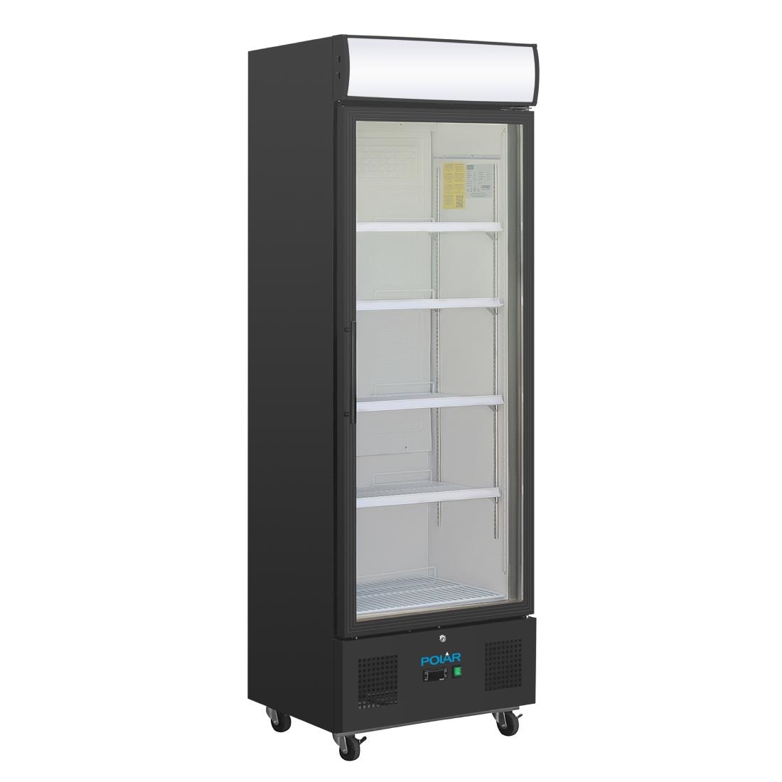 Vitrine réfrigérée positive avec caisson lumineux Polar Série G 368L noire GH427