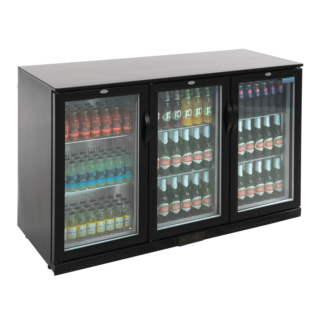 Arrière-bar trois portes pivotantes Polar Série G noir 330L GL004