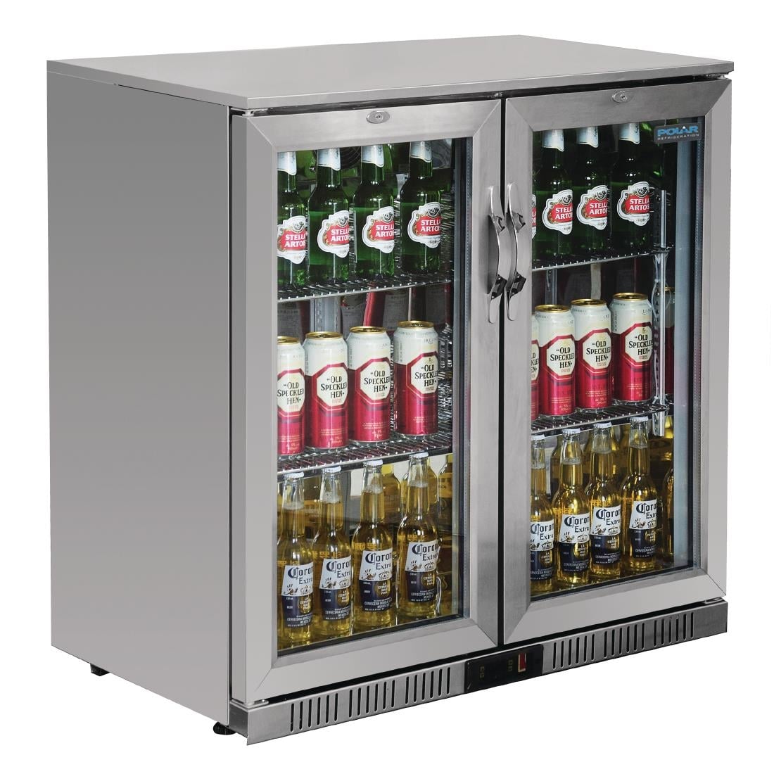 Arrière-bar deux portes pivotantes Polar Série G inox 208L GL008