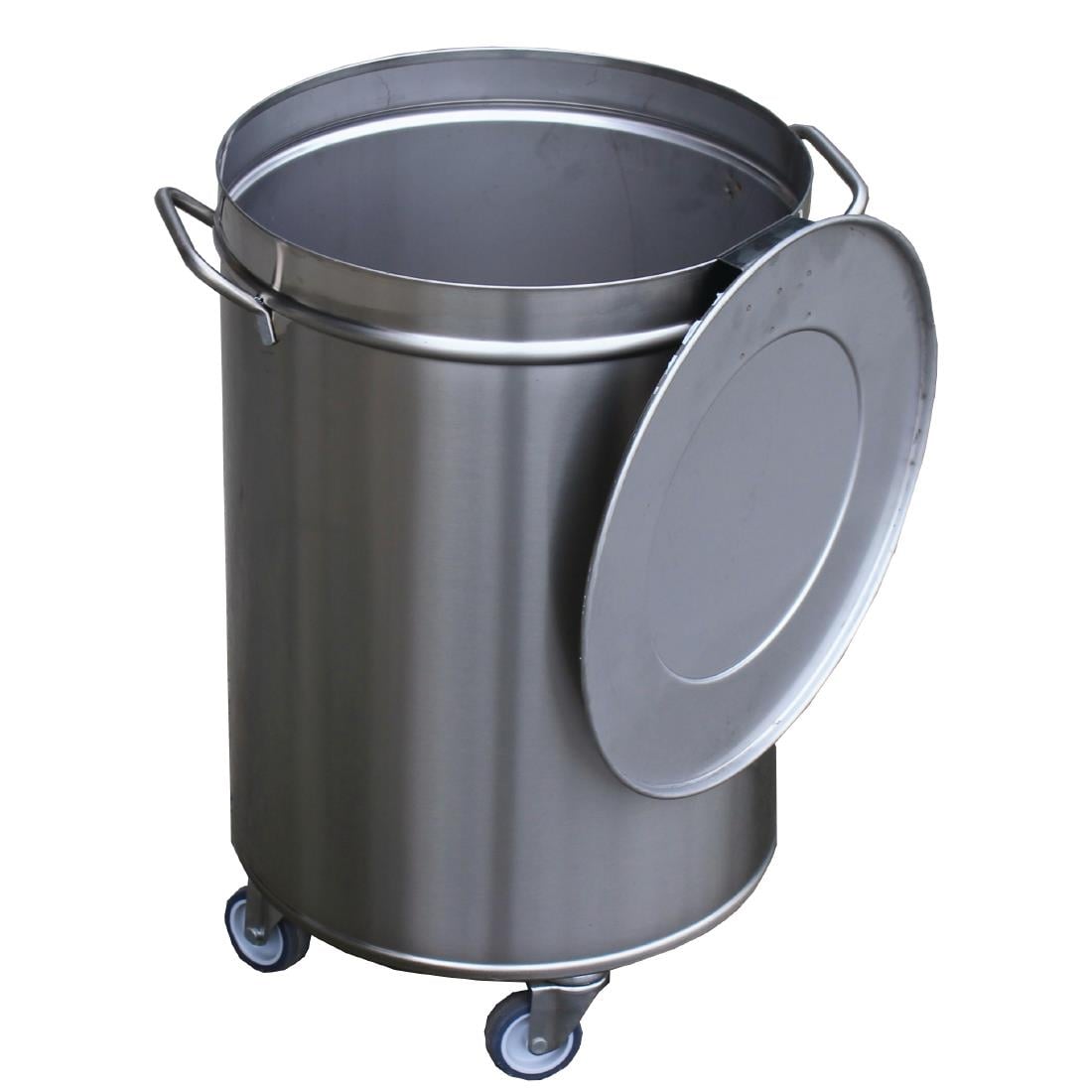 Poubelle inox avec roues et couvercle Gastro M 50L GN145