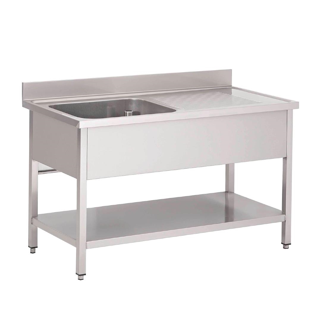 Plonge inox avec étagère basse Gastro M 1 bac à gauche 120 x 70 x 85 cm GN200